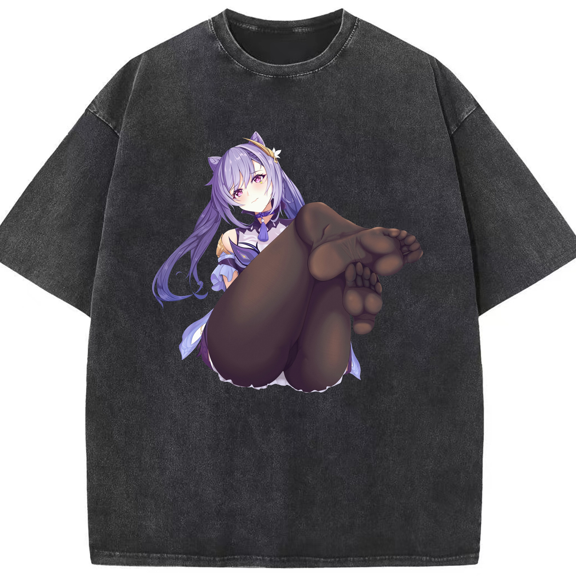 げんし神 刻晴 こくせい genshin Kokusei 綿100% ヴィンテージ風 半袖Tシャツ（フロントプリント）