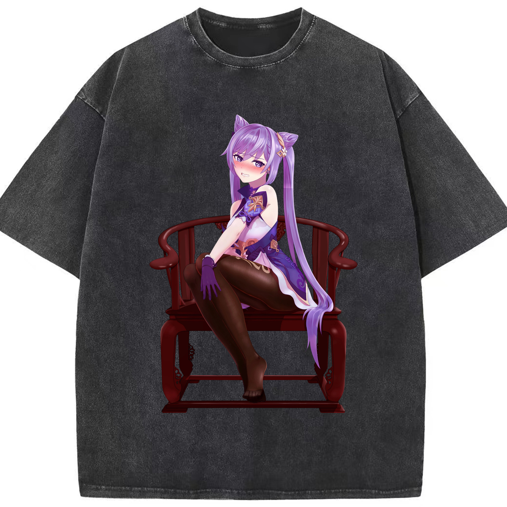 げんし神 刻晴 こくせい genshin Kokusei 綿100% ヴィンテージ風 半袖Tシャツ（フロントプリント）