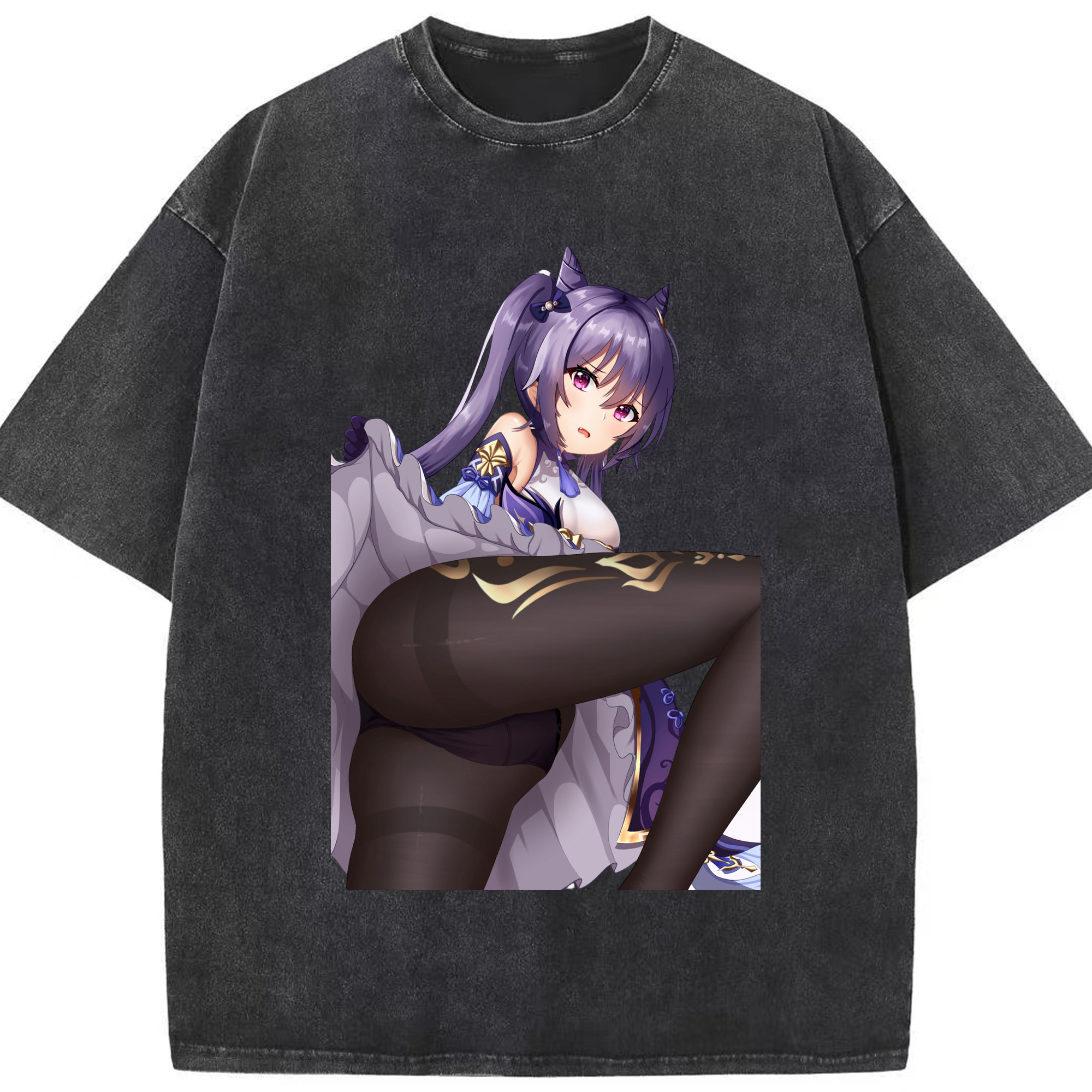 げんし神 刻晴 こくせい genshin Kokusei 綿100% ヴィンテージ風 半袖Tシャツ（フロントプリント）