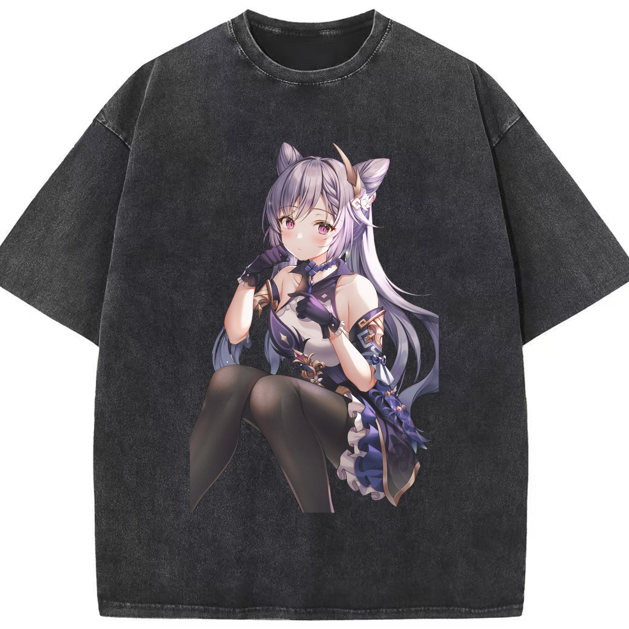 げんし神 刻晴 こくせい genshin Kokusei 綿100% ヴィンテージ風 半袖Tシャツ（フロントプリント）
