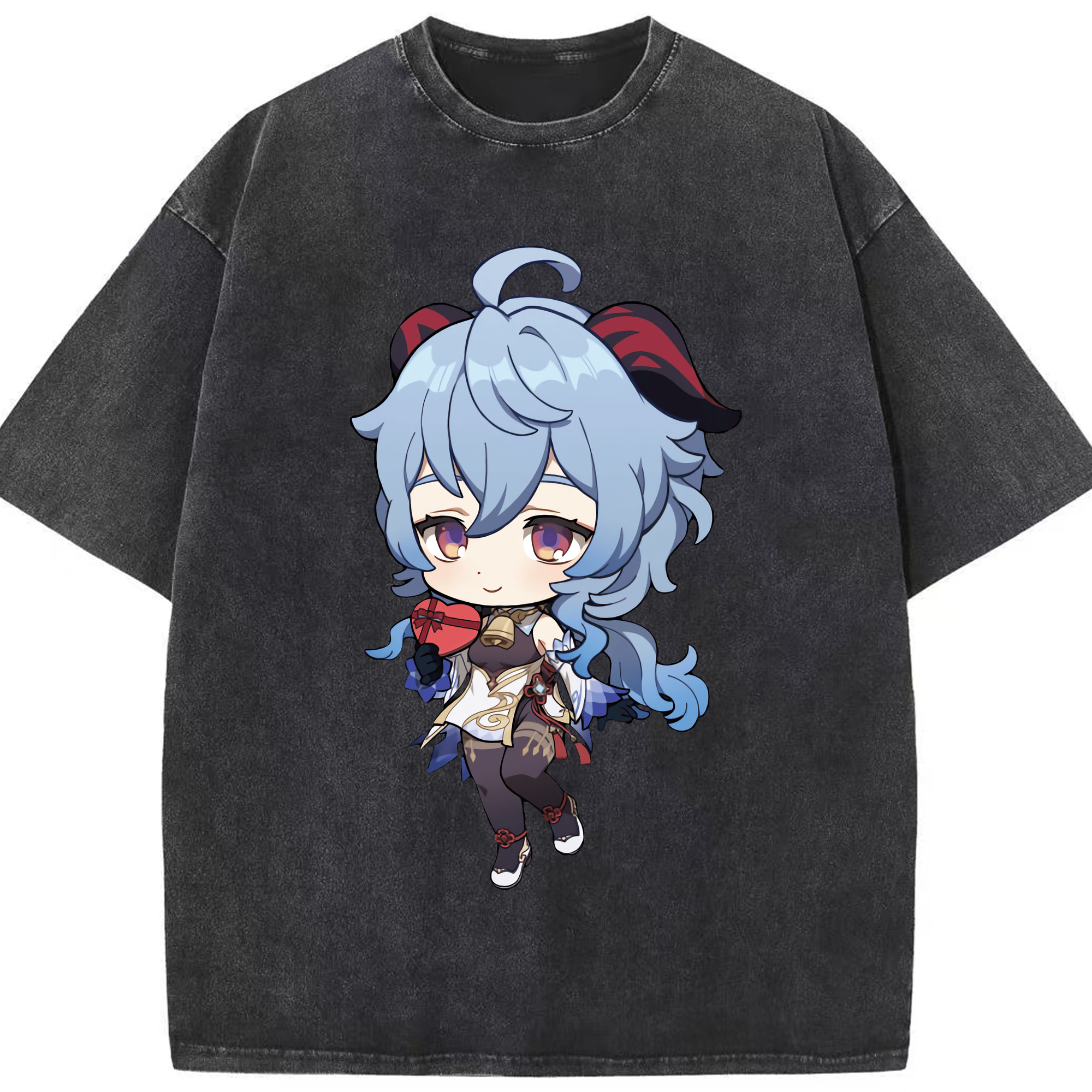 げんし神 甘雨 かんう genshin Ganyu 綿100% ヴィンテージ風 半袖Tシャツ（フロントプリント）