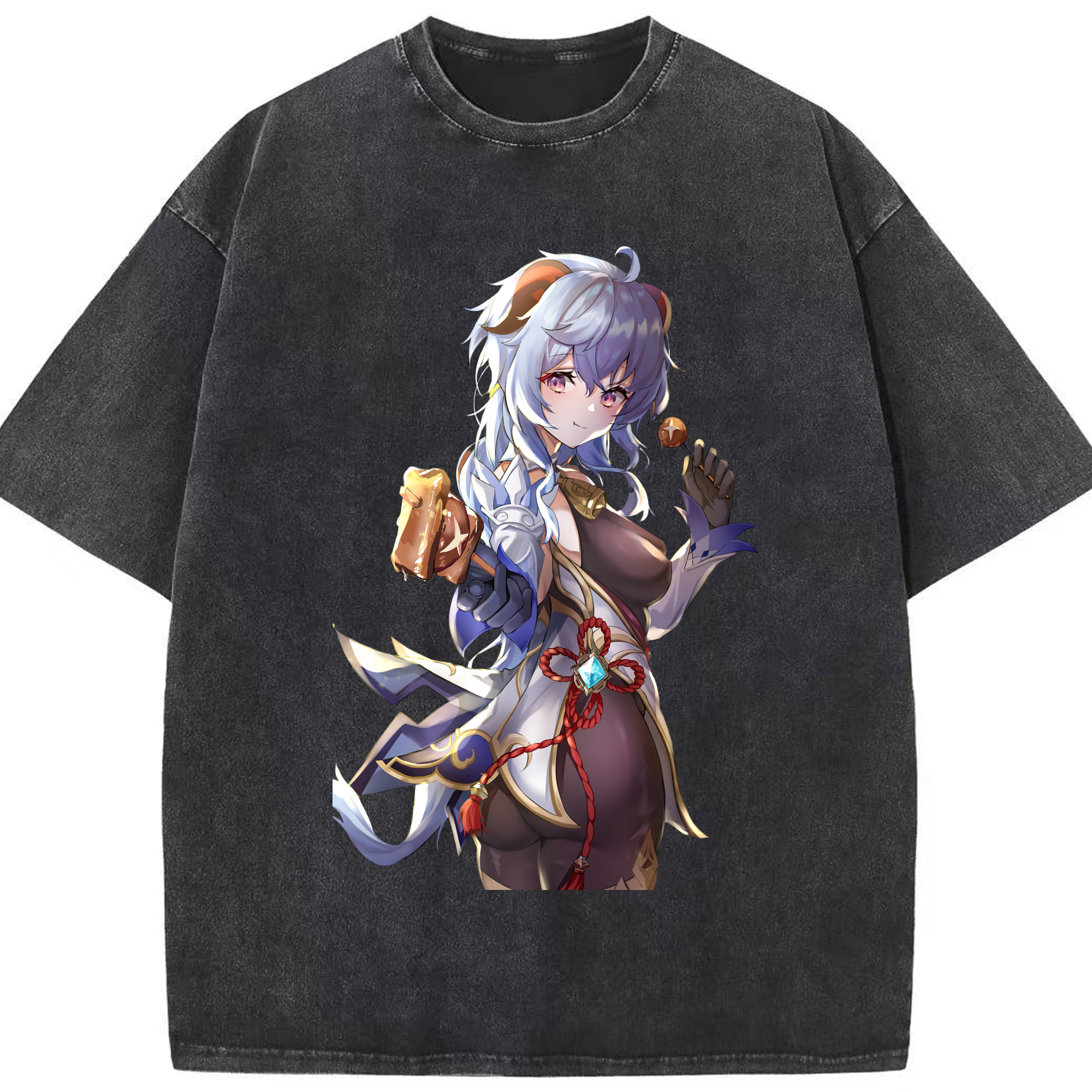 げんし神 甘雨 かんう genshin Ganyu 綿100% ヴィンテージ風 半袖Tシャツ（フロントプリント）