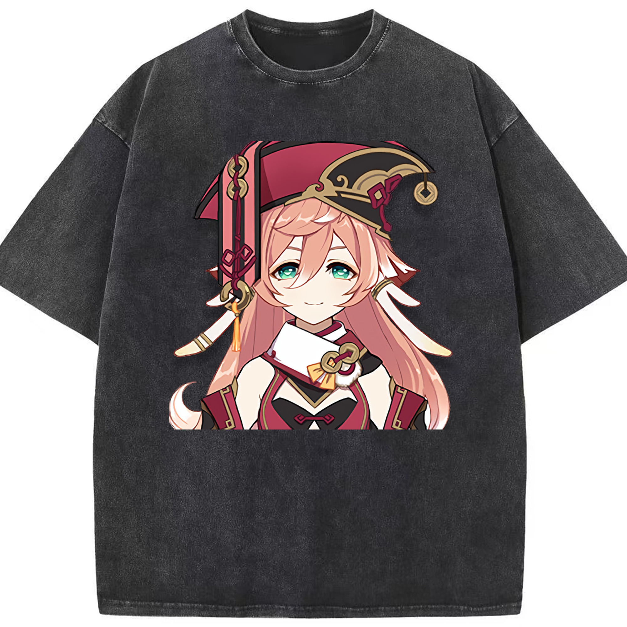 げんし神 ヤンフェイ genshin Yanfei 綿100% ヴィンテージ風 半袖Tシャツ（フロントプリント）