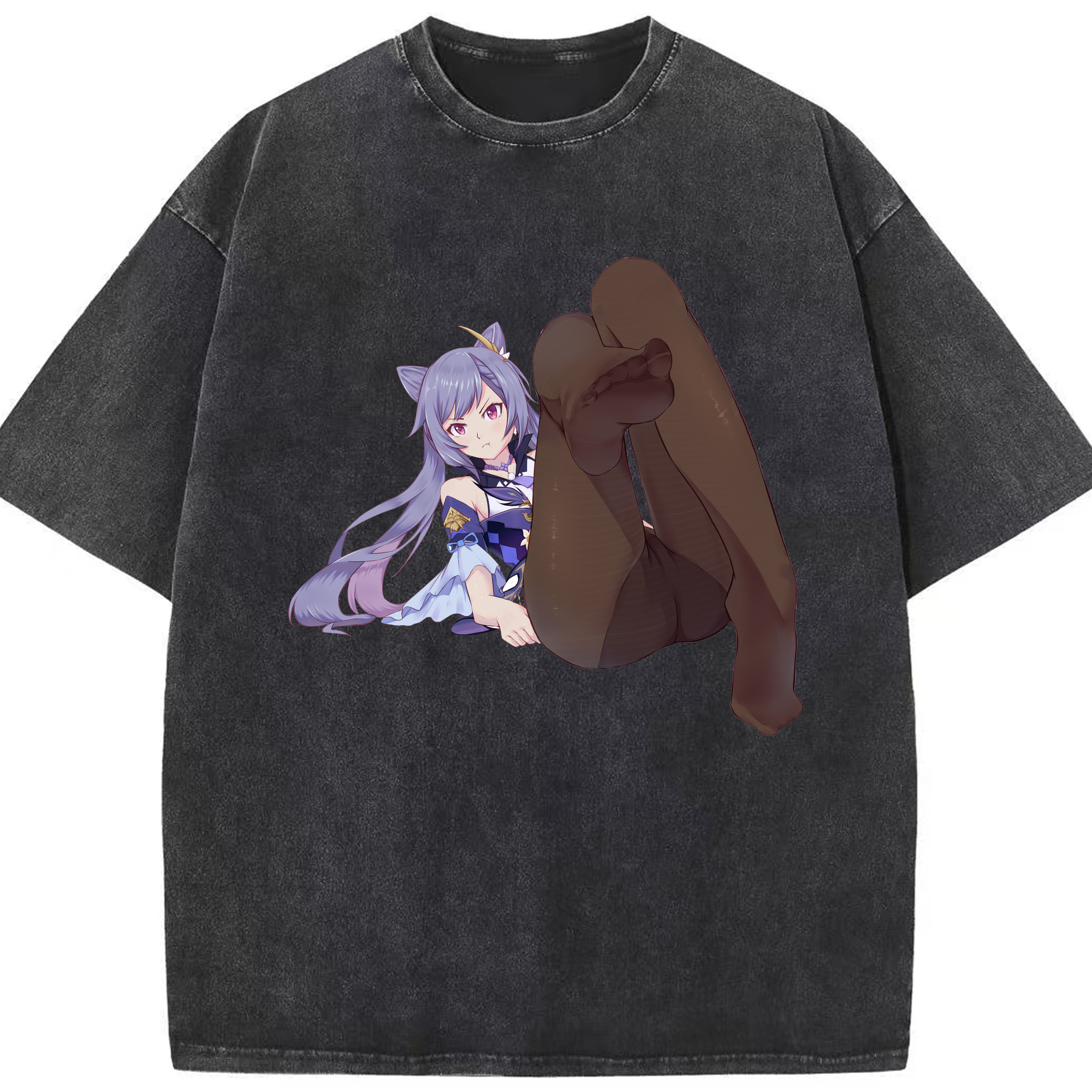 げんし神 刻晴 こくせい genshin Kokusei 綿100% ヴィンテージ風 半袖Tシャツ（フロントプリント）