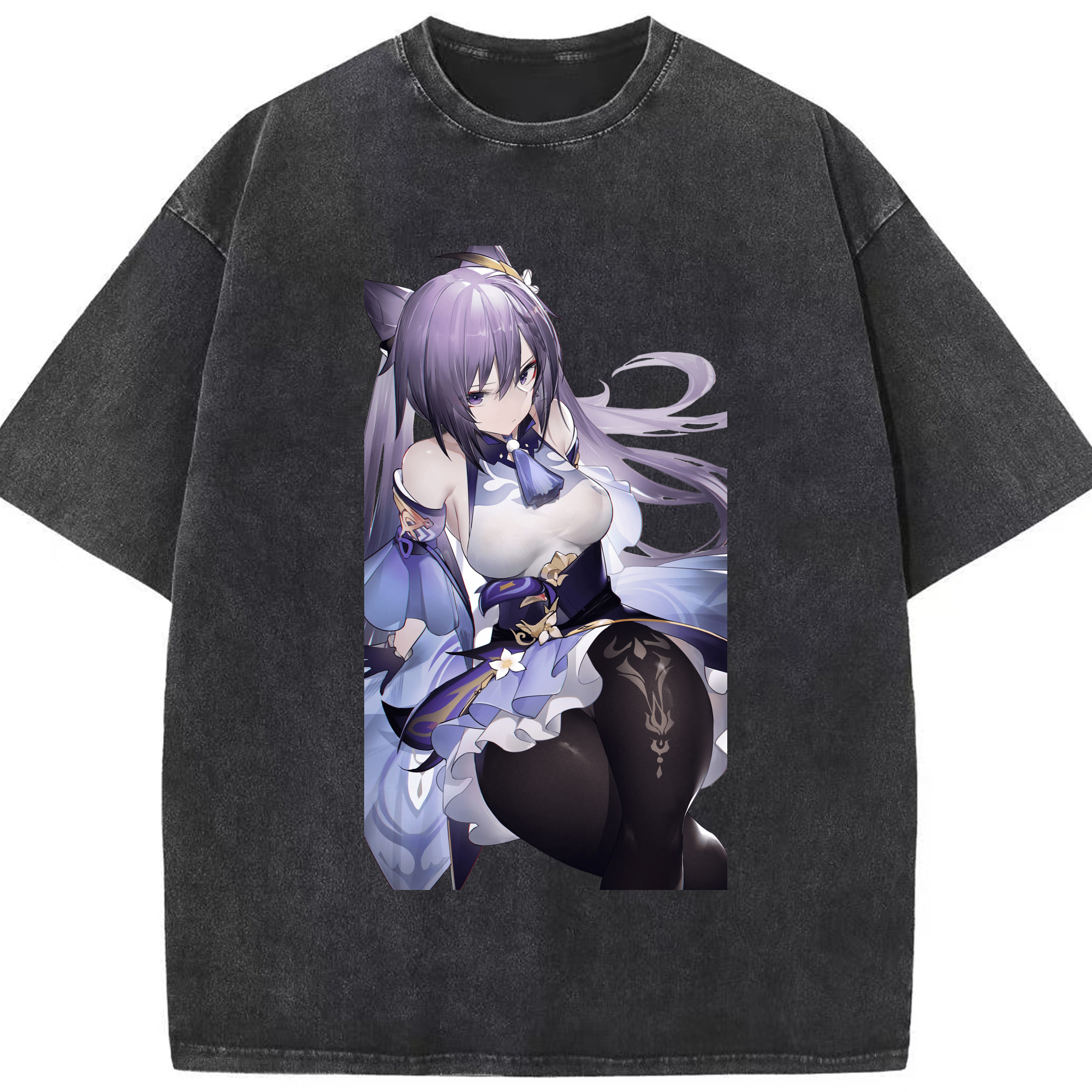 げんし神 刻晴 こくせい genshin Kokusei 綿100% ヴィンテージ風 半袖Tシャツ（フロントプリント）