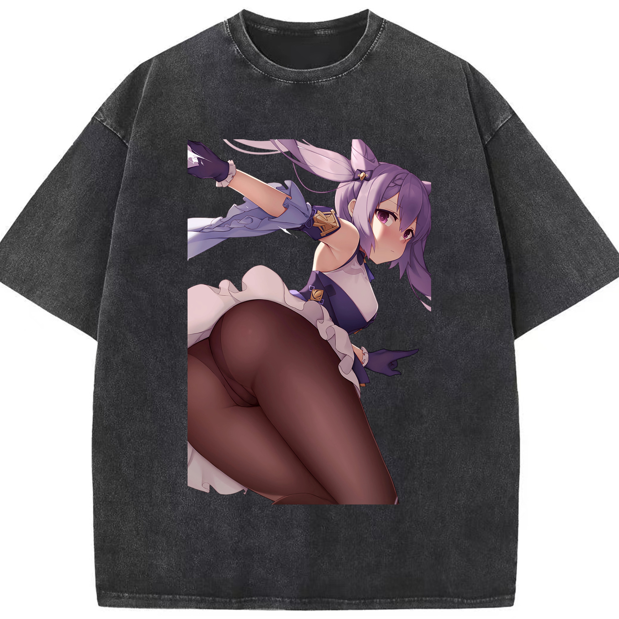げんし神 刻晴 こくせい genshin Kokusei 綿100% ヴィンテージ風 半袖Tシャツ（フロントプリント）
