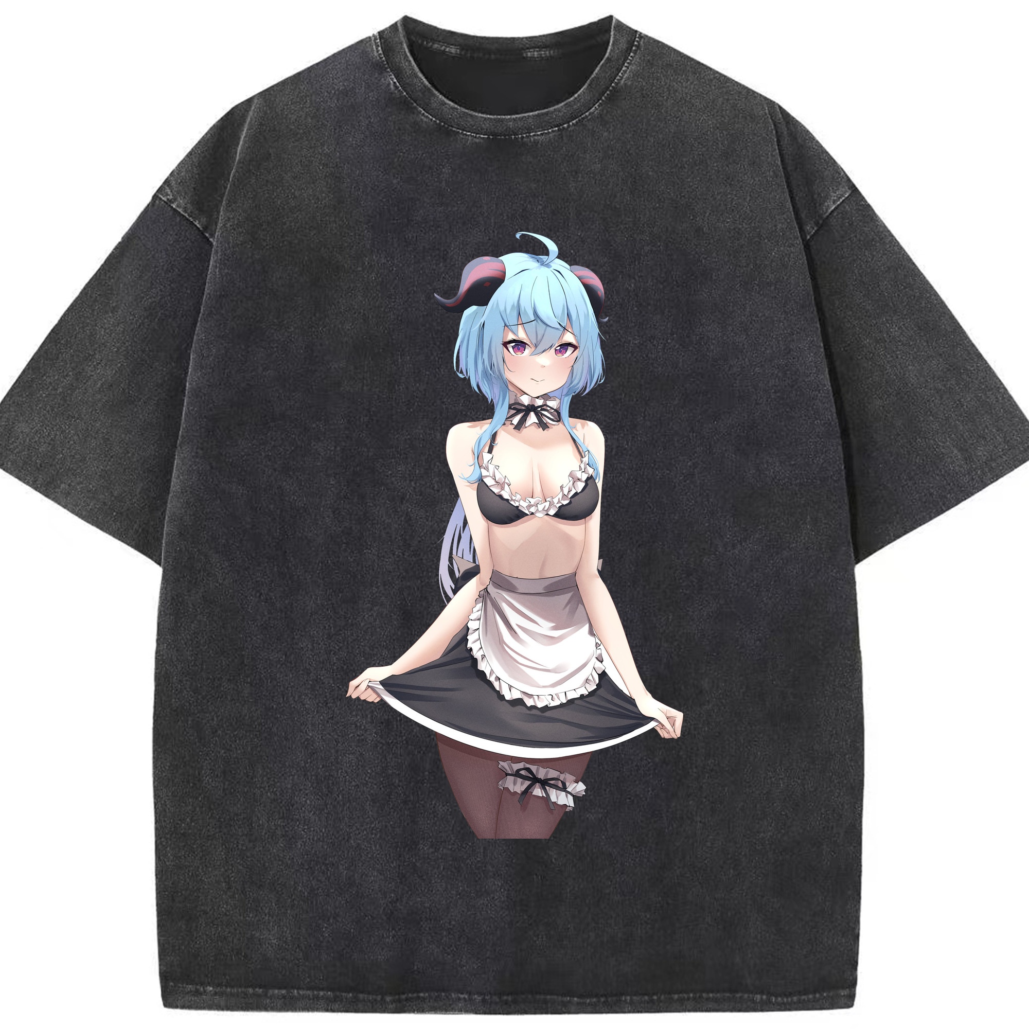 げんし神 甘雨 かんう genshin Ganyu 綿100% ヴィンテージ風 半袖Tシャツ（フロントプリント）
