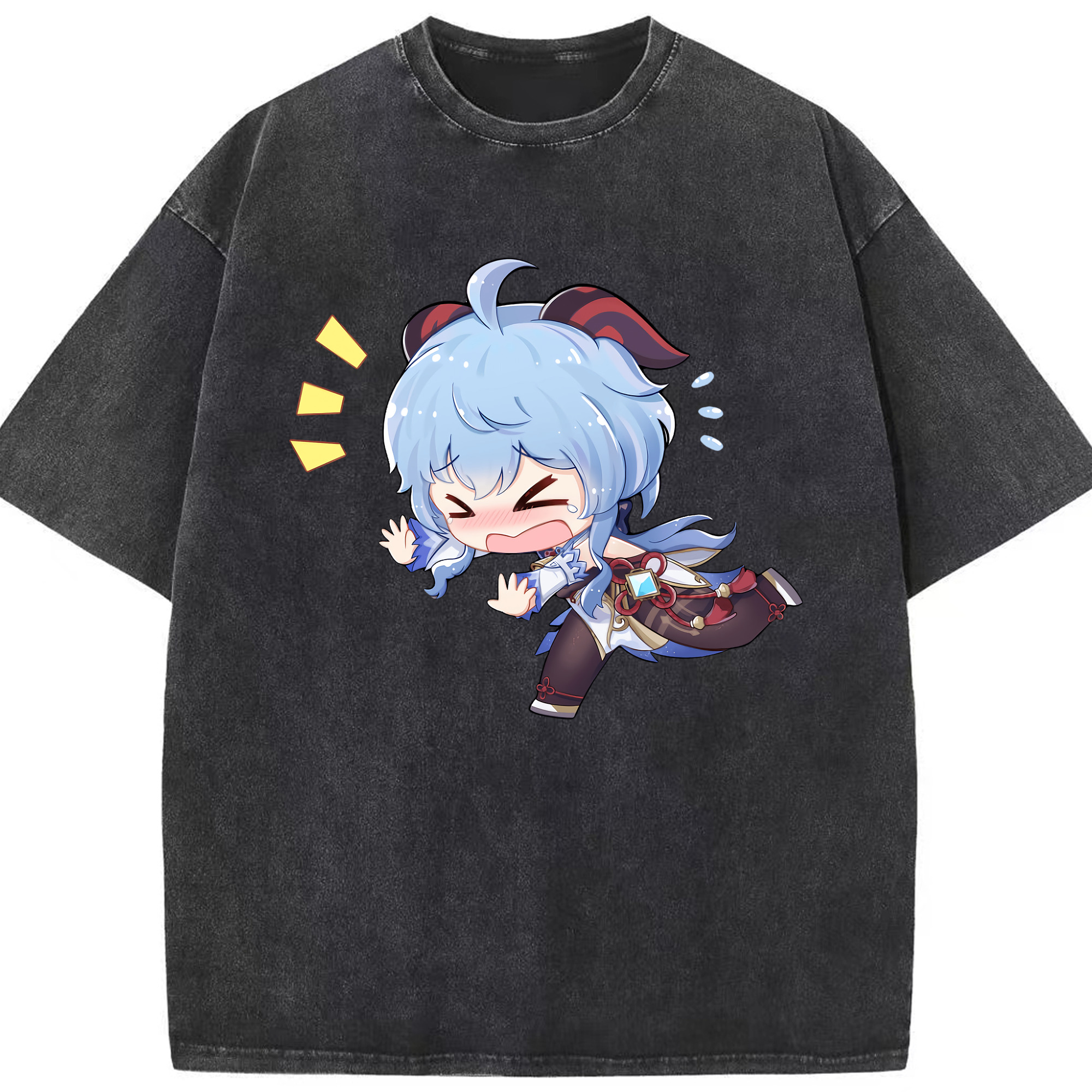 げんし神 甘雨 かんう genshin Ganyu 綿100% ヴィンテージ風 半袖Tシャツ（フロントプリント）