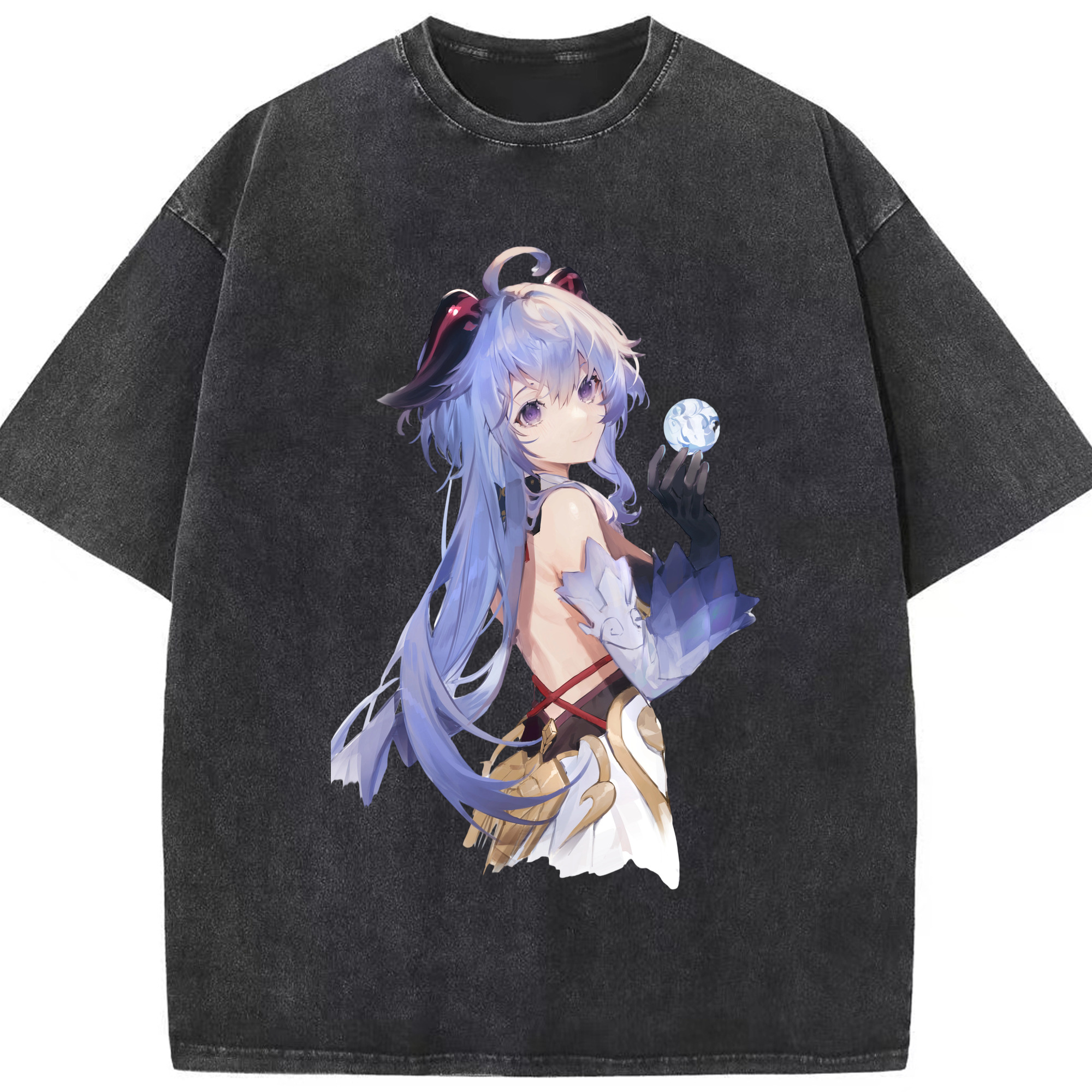 げんし神 甘雨 かんう genshin Ganyu 綿100% ヴィンテージ風 半袖Tシャツ（フロントプリント）