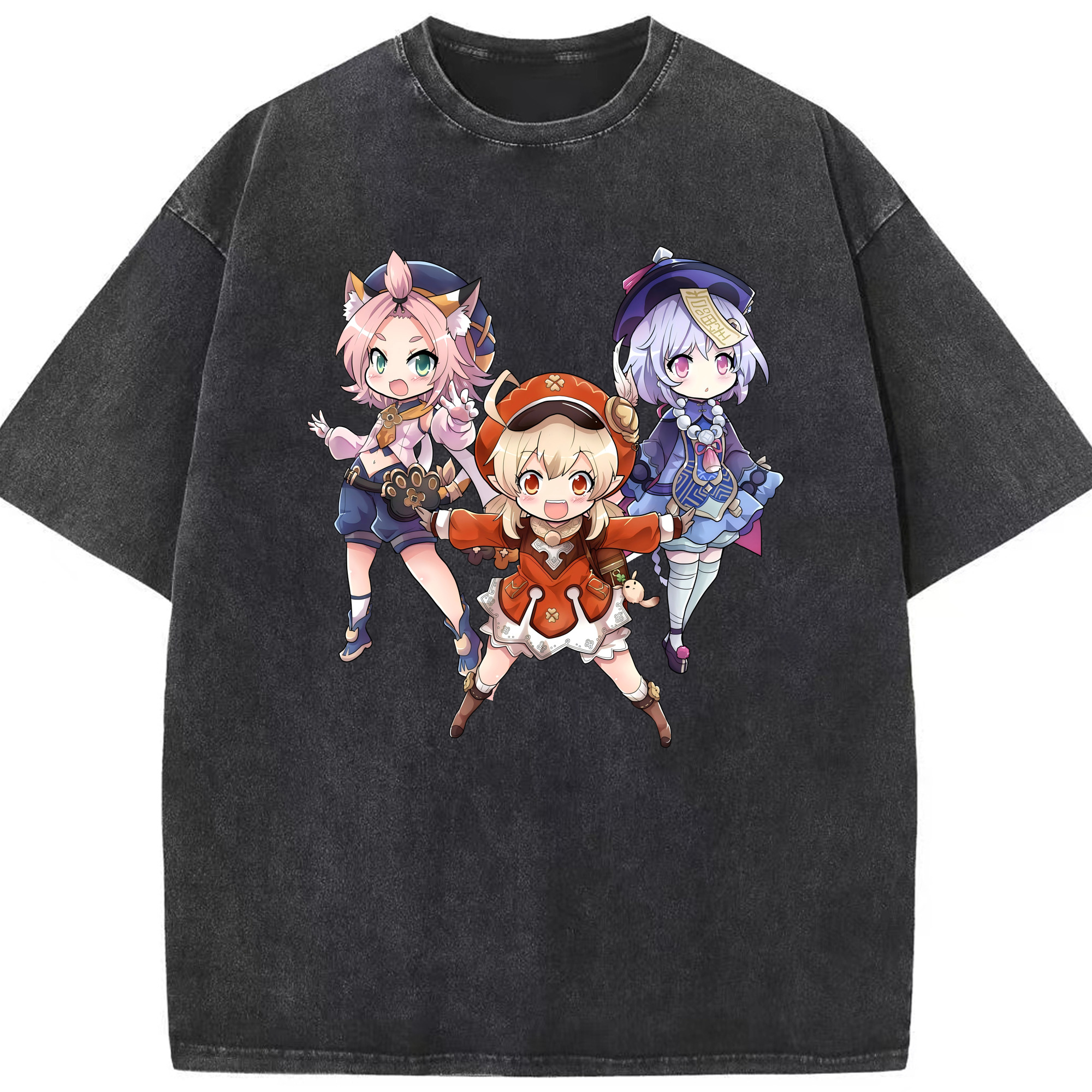 げんし神 七七 なな  genshin Nana 綿100% ヴィンテージ風 半袖Tシャツ（フロントプリント）