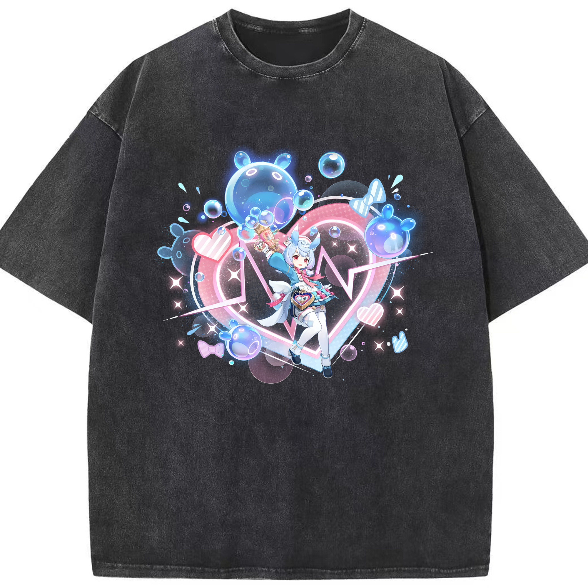 げんし神 シゲウィン genshin Shigewin 綿100% ヴィンテージ風 半袖Tシャツ（フロントプリント）
