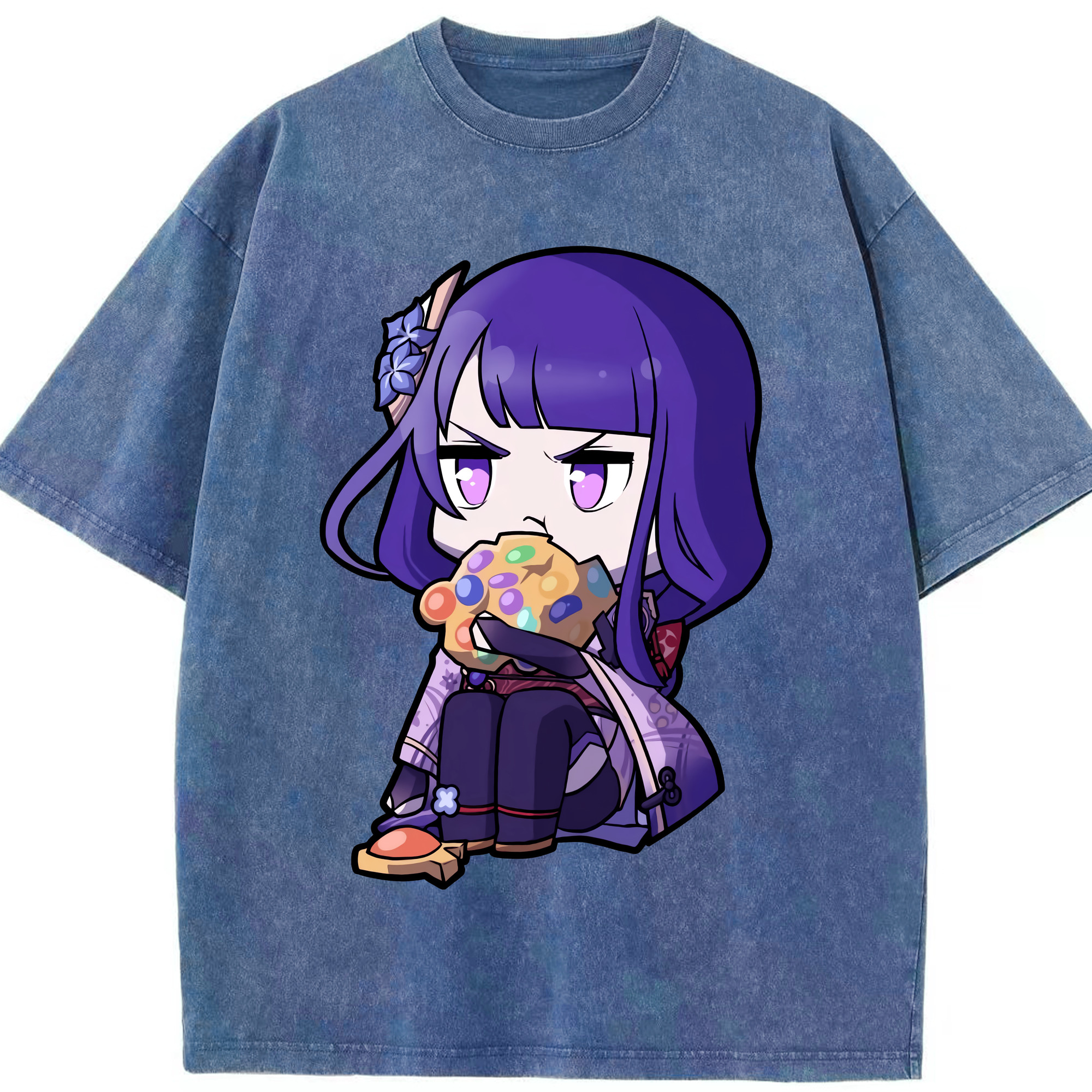 げんし神 雷電将軍 らいでんしょうぐん genshin Raiden Shogun 綿100% ヴィンテージ風 半袖Tシャツ（フロントプリント）