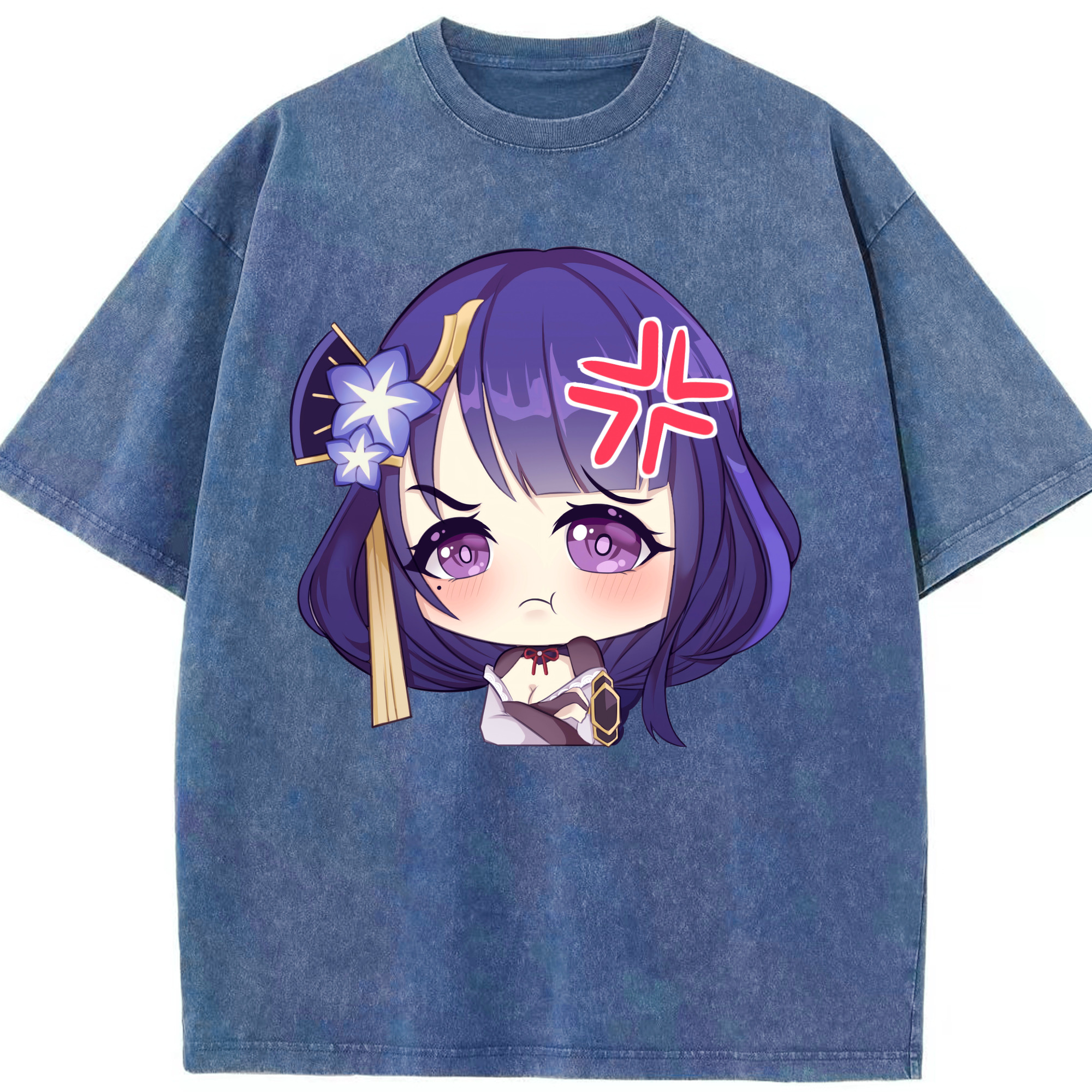 げんし神 雷電将軍 らいでんしょうぐん genshin Raiden Shogun 綿100% ヴィンテージ風 半袖Tシャツ（フロントプリント）
