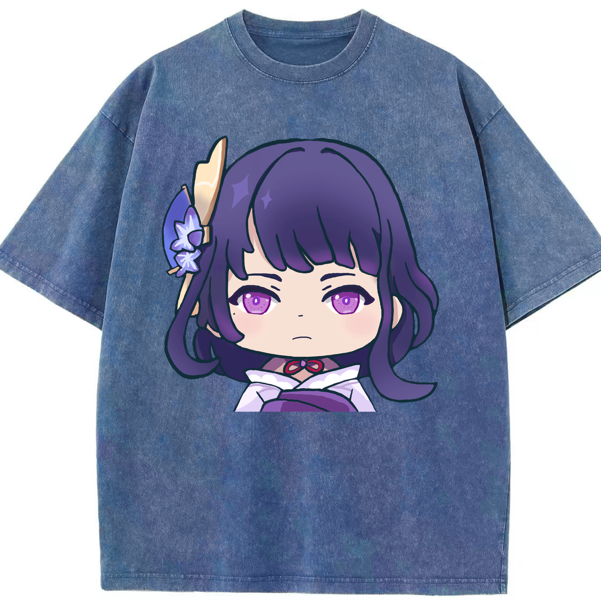 げんし神 雷電将軍 らいでんしょうぐん genshin Raiden Shogun 綿100% ヴィンテージ風 半袖Tシャツ（フロントプリント）