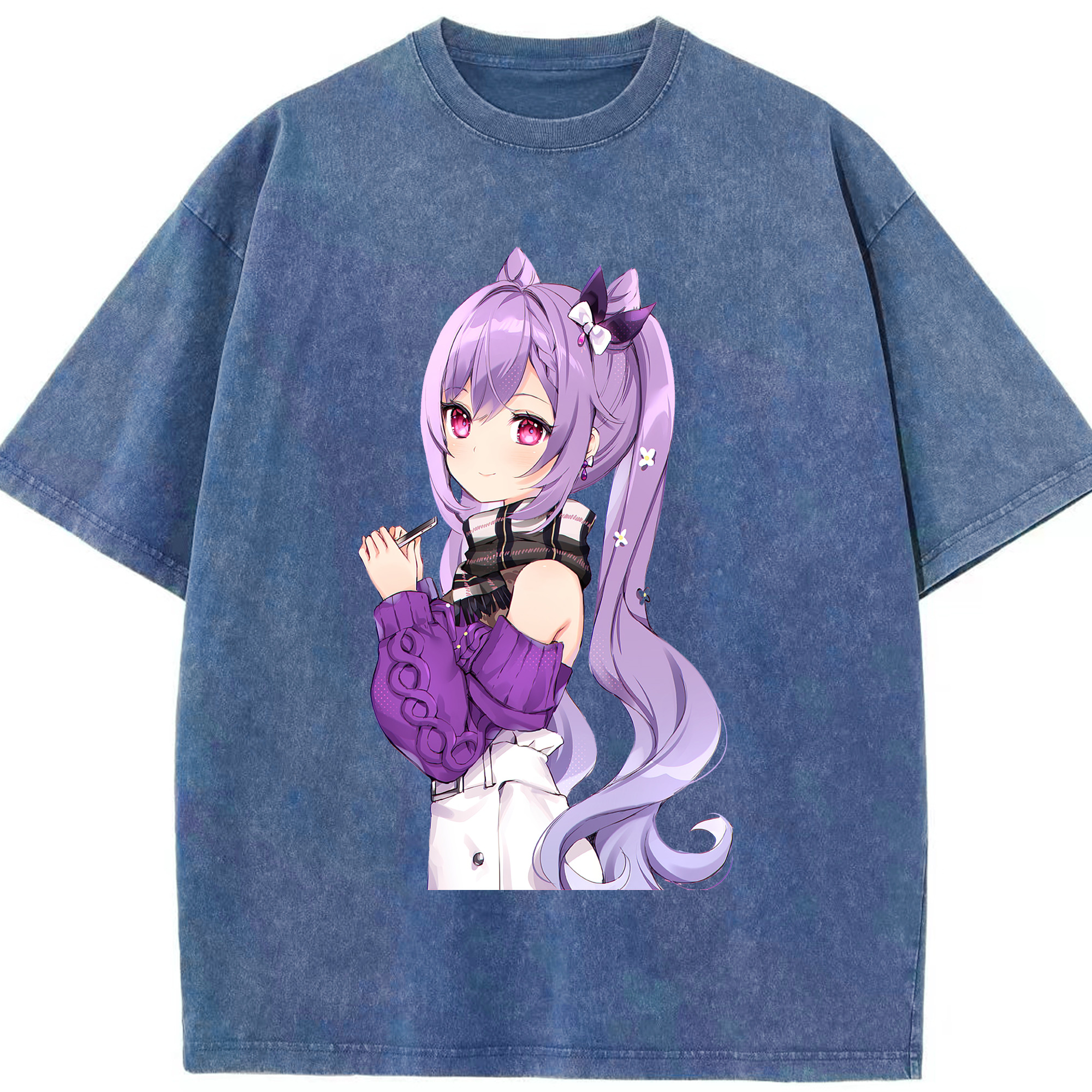 げんし神 刻晴 こくせい genshin Kokusei 綿100% ヴィンテージ風 半袖Tシャツ（フロントプリント）