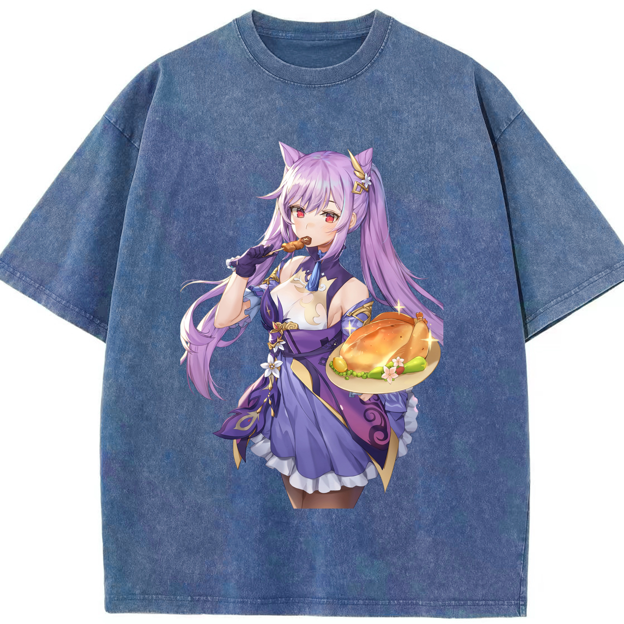 げんし神 刻晴 こくせい genshin Kokusei 綿100% ヴィンテージ風 半袖Tシャツ（フロントプリント）