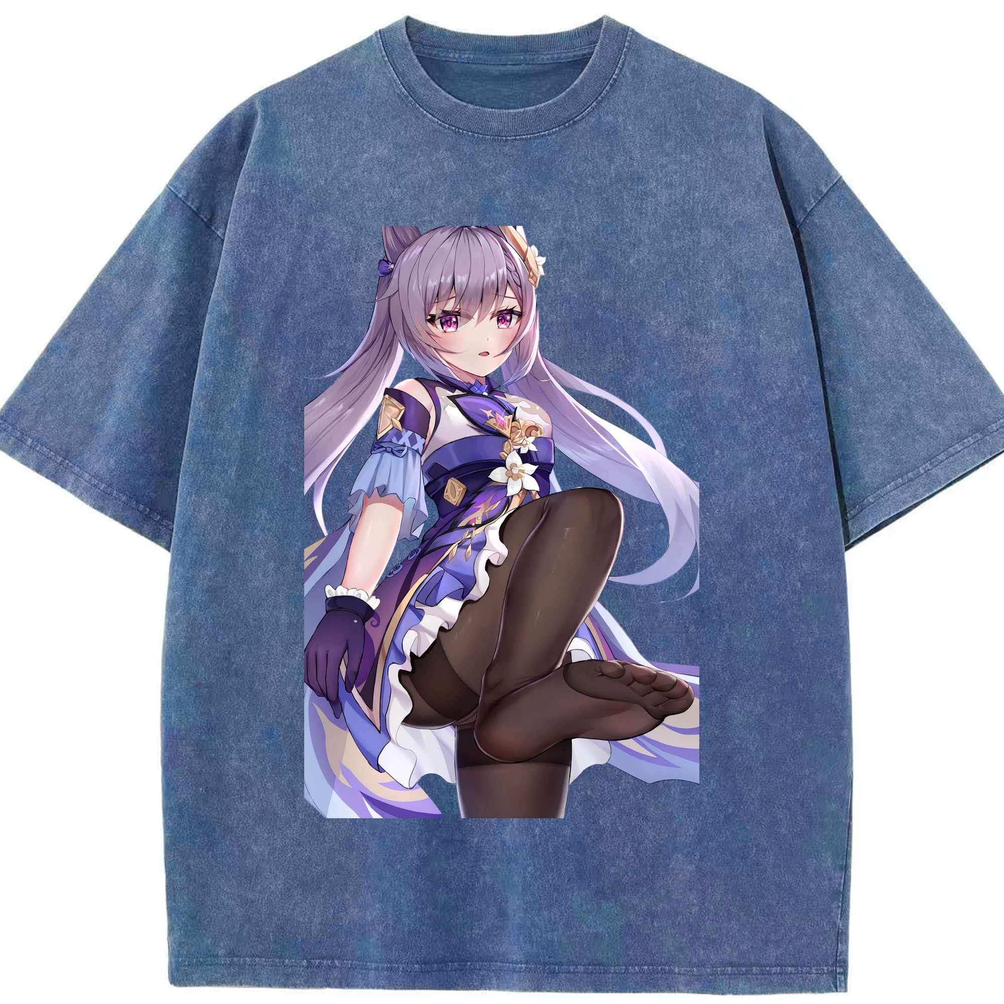 げんし神 刻晴 こくせい genshin Kokusei 綿100% ヴィンテージ風 半袖Tシャツ（フロントプリント）