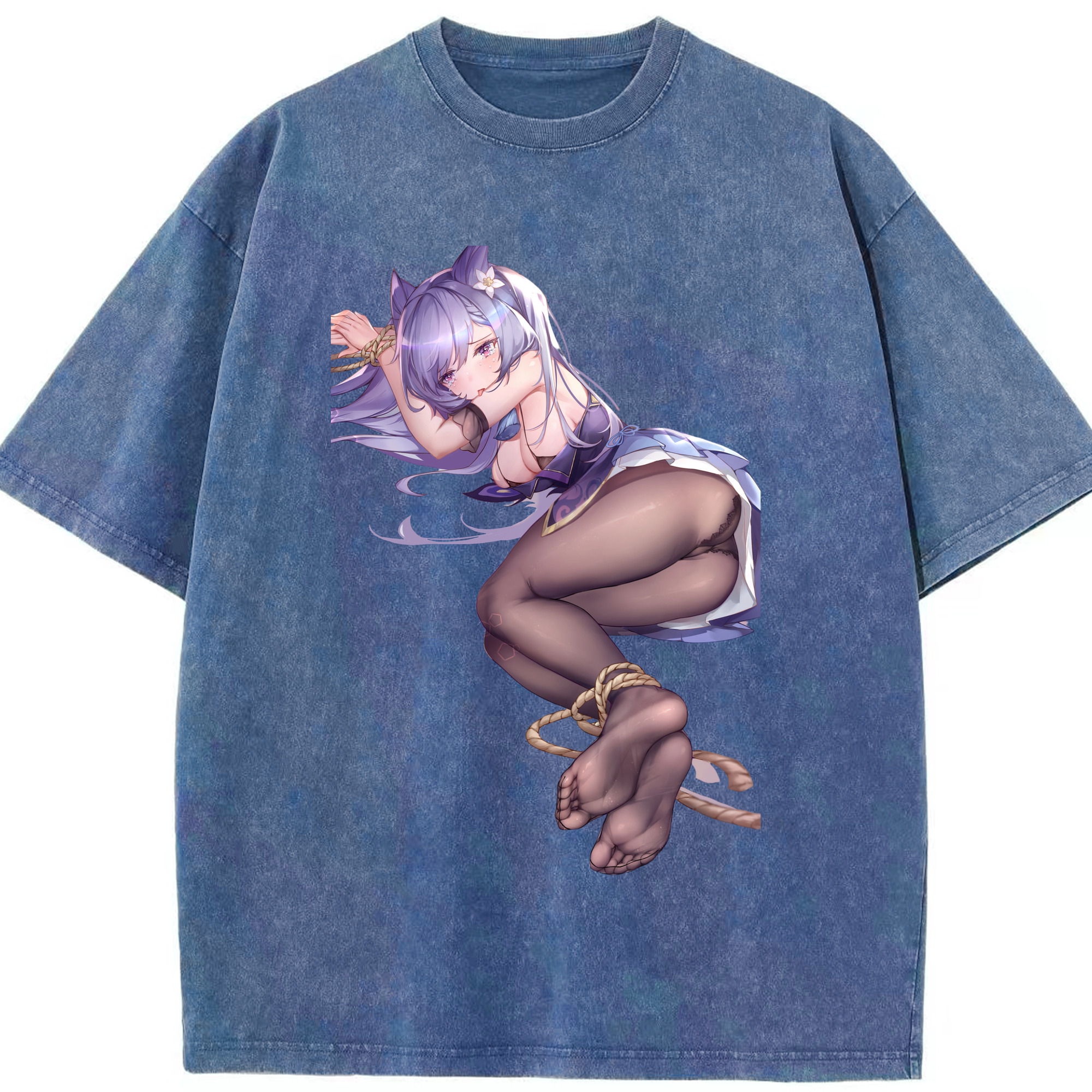 げんし神 刻晴 こくせい genshin Kokusei 綿100% ヴィンテージ風 半袖Tシャツ（フロントプリント）