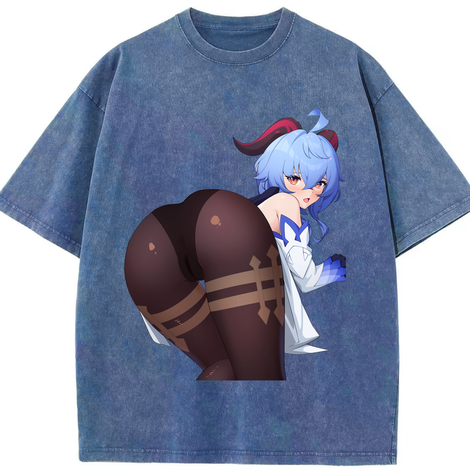 げんし神 甘雨 かんう genshin Ganyu 綿100% ヴィンテージ風 半袖Tシャツ（フロントプリント）