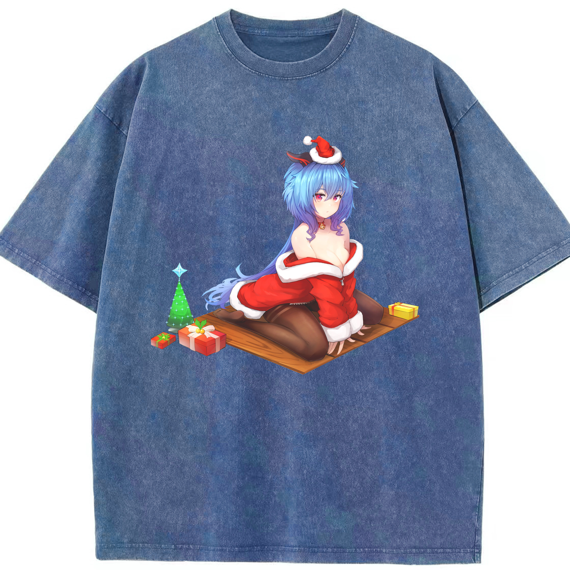 げんし神 甘雨 かんう genshin Ganyu 綿100% ヴィンテージ風 半袖Tシャツ（フロントプリント）