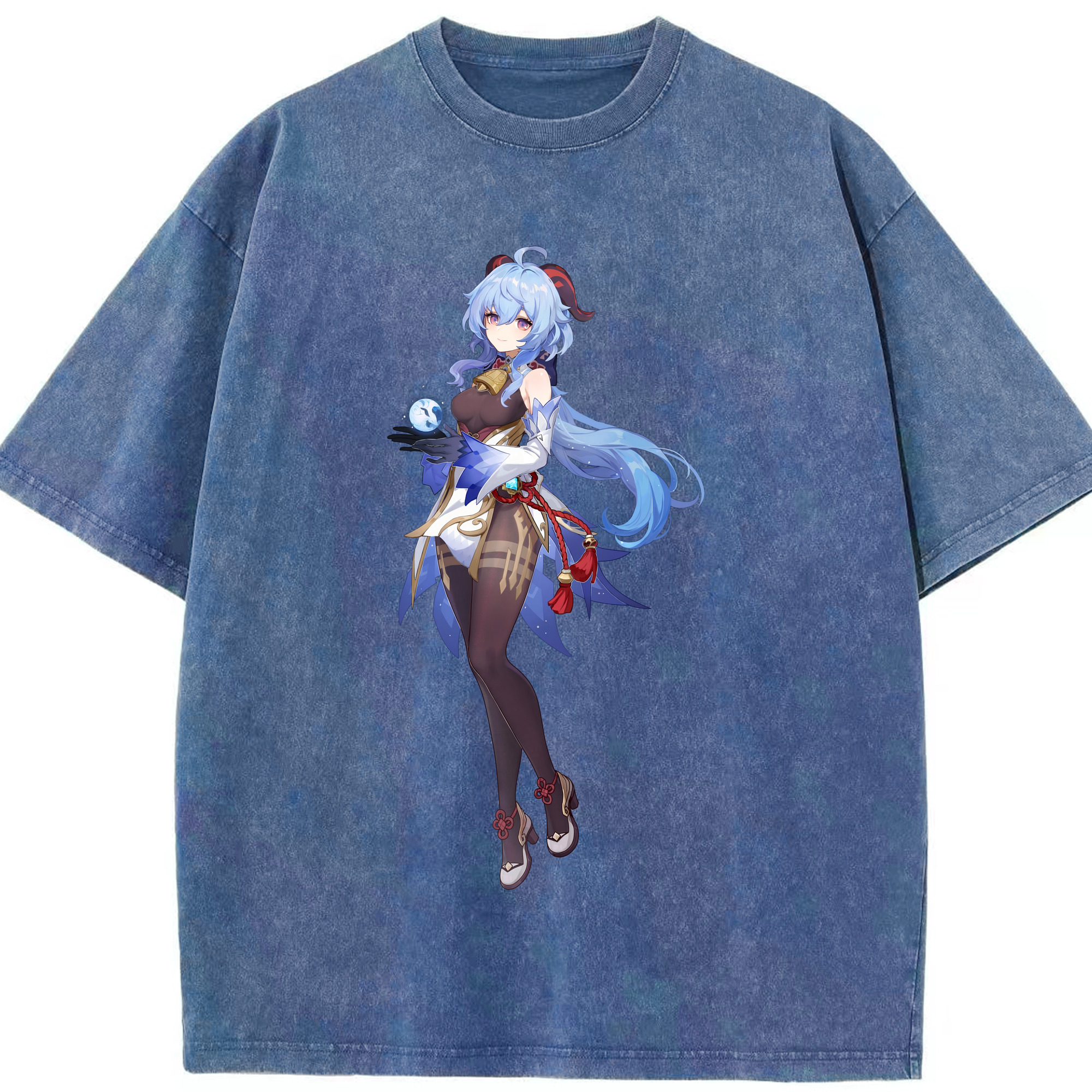 げんし神 甘雨 かんう genshin Ganyu 綿100% ヴィンテージ風 半袖Tシャツ（フロントプリント）