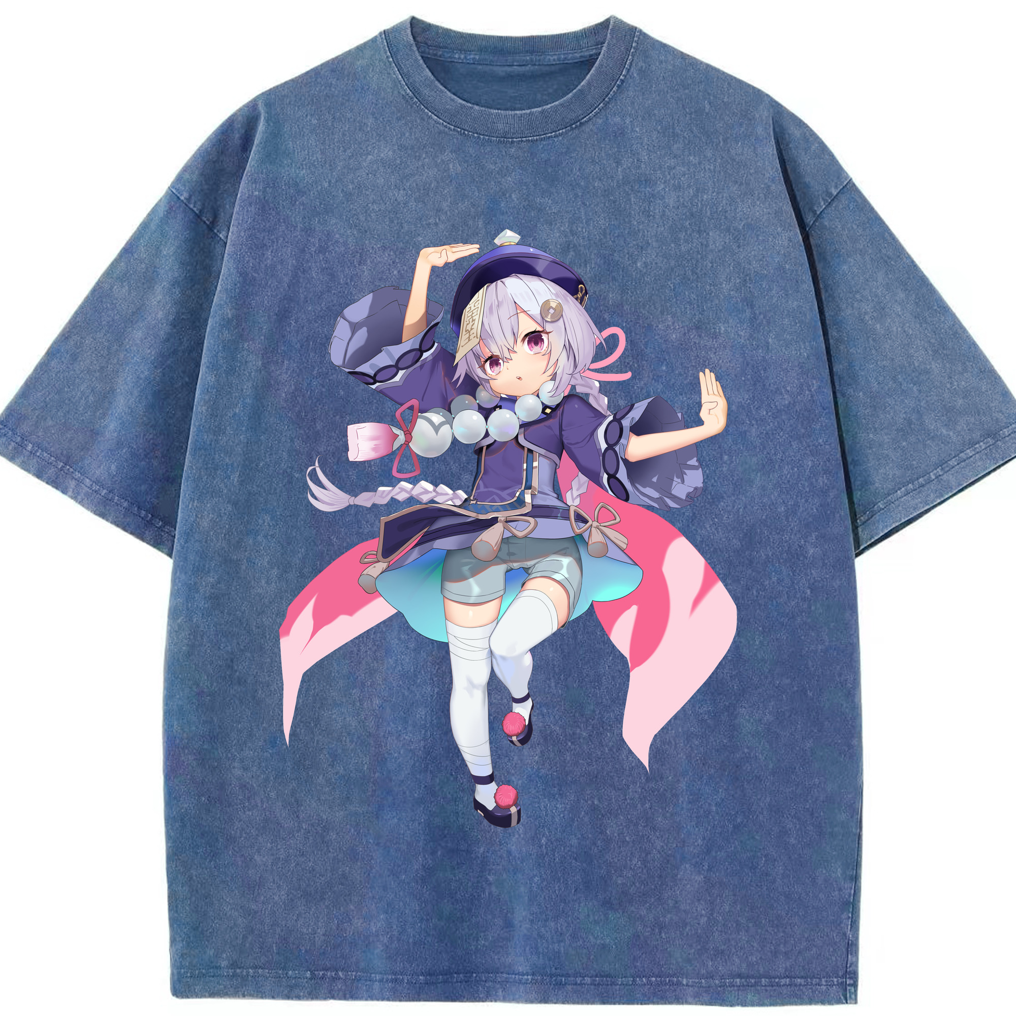 げんし神 七七 なな  genshin Nana 綿100% ヴィンテージ風 半袖Tシャツ（フロントプリント）