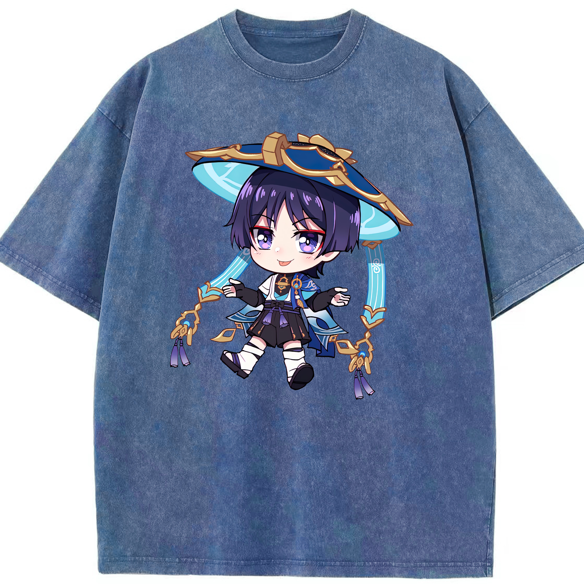 げんし神 さんペい genshin Sanpei 綿100% ヴィンテージ風 半袖Tシャツ（フロントプリント）