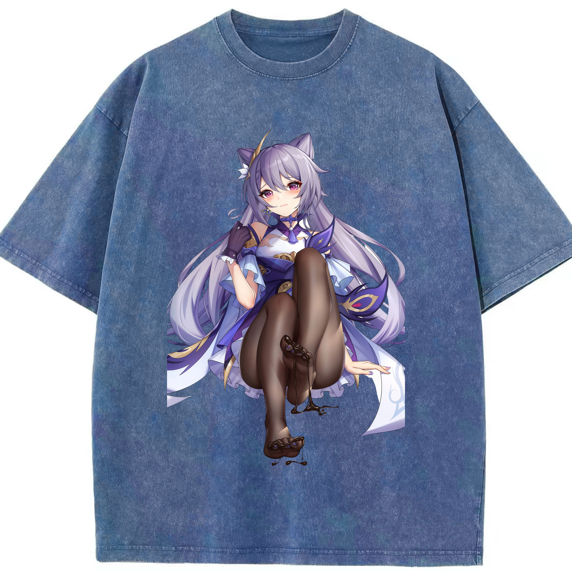 げんし神 刻晴 こくせい genshin Kokusei 綿100% ヴィンテージ風 半袖Tシャツ（フロントプリント）