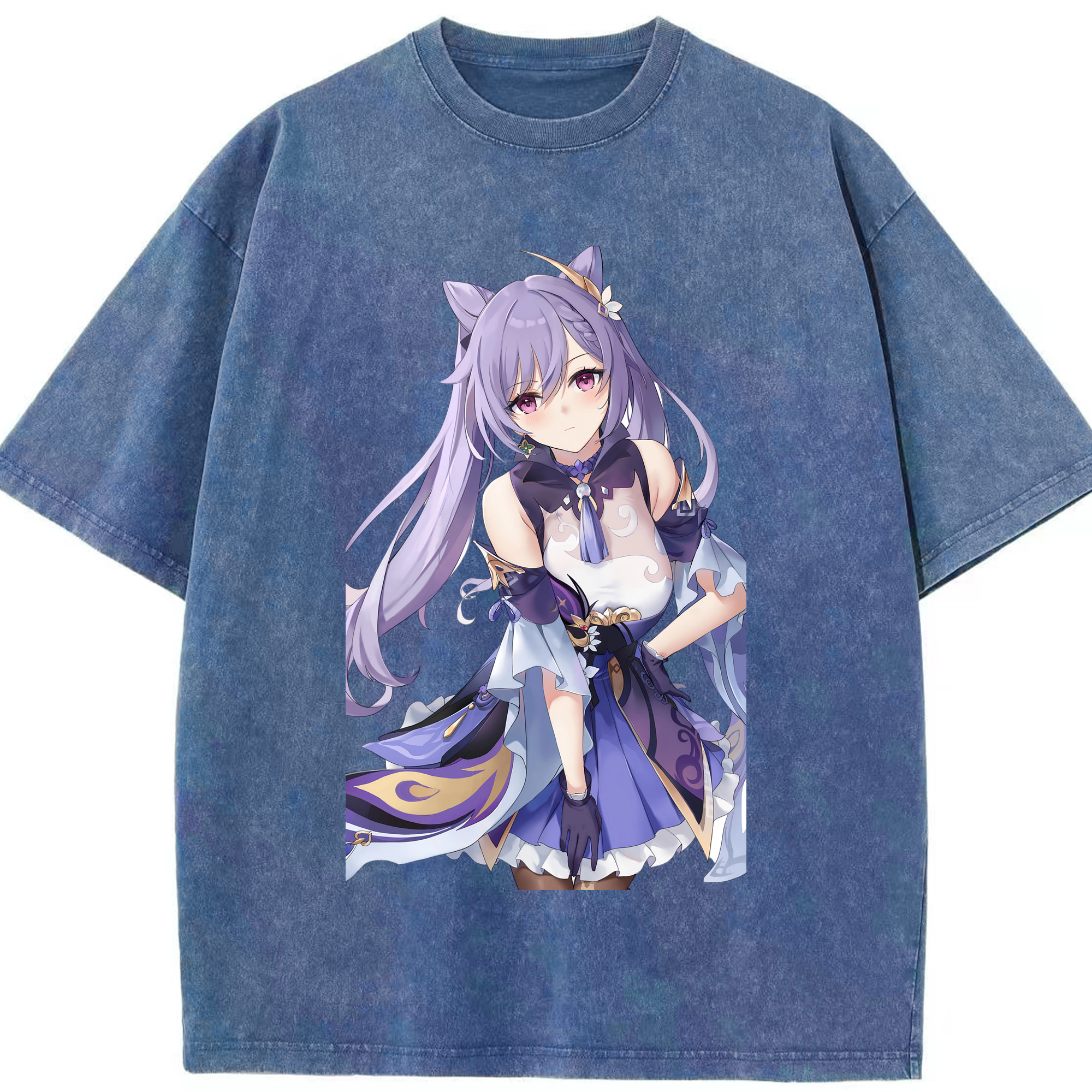 げんし神 刻晴 こくせい genshin Kokusei 綿100% ヴィンテージ風 半袖Tシャツ（フロントプリント）