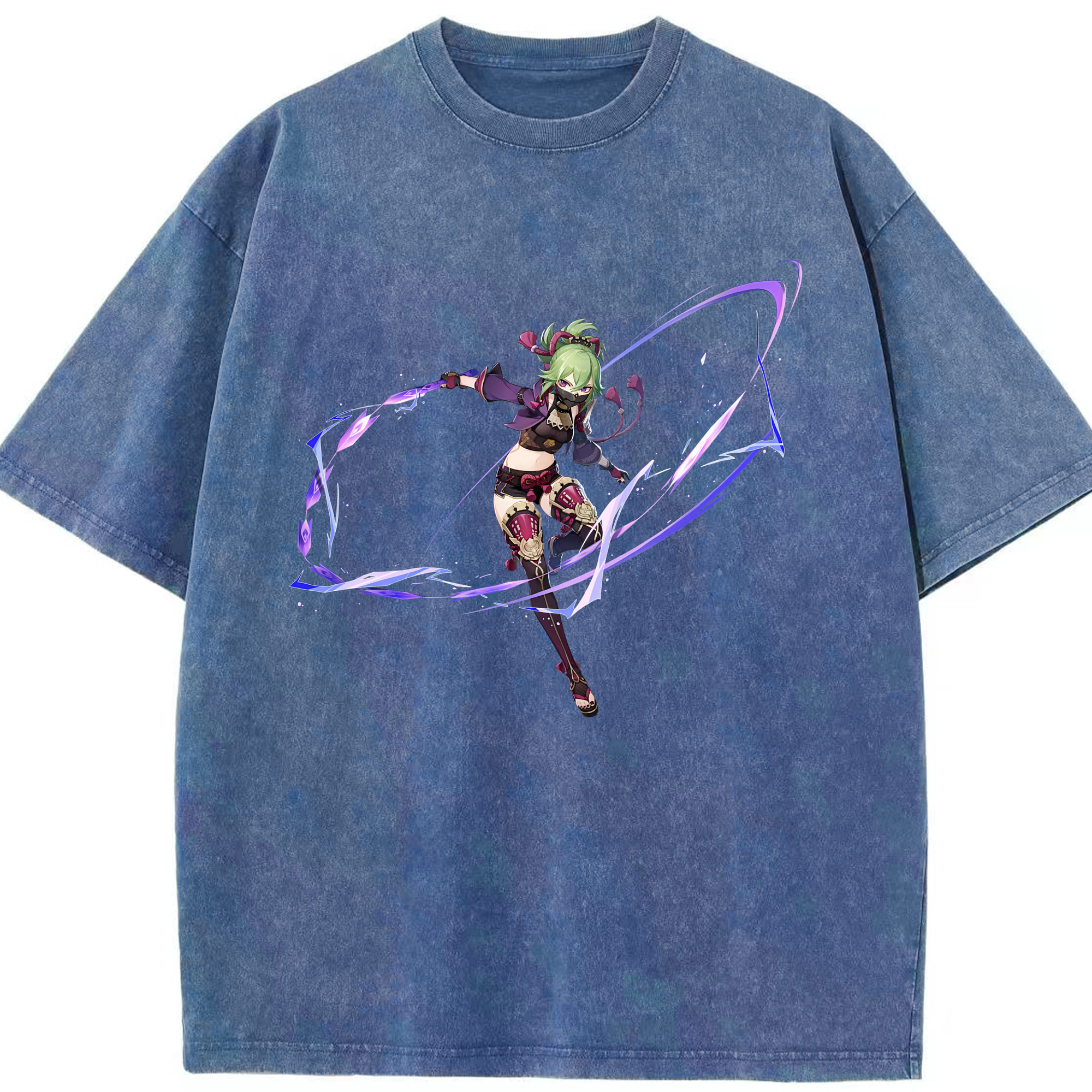 げんし神  久岐忍 くき しのぶ genshin Kuki Shinobu 綿100% ヴィンテージ風 半袖Tシャツ（フロントプリント）