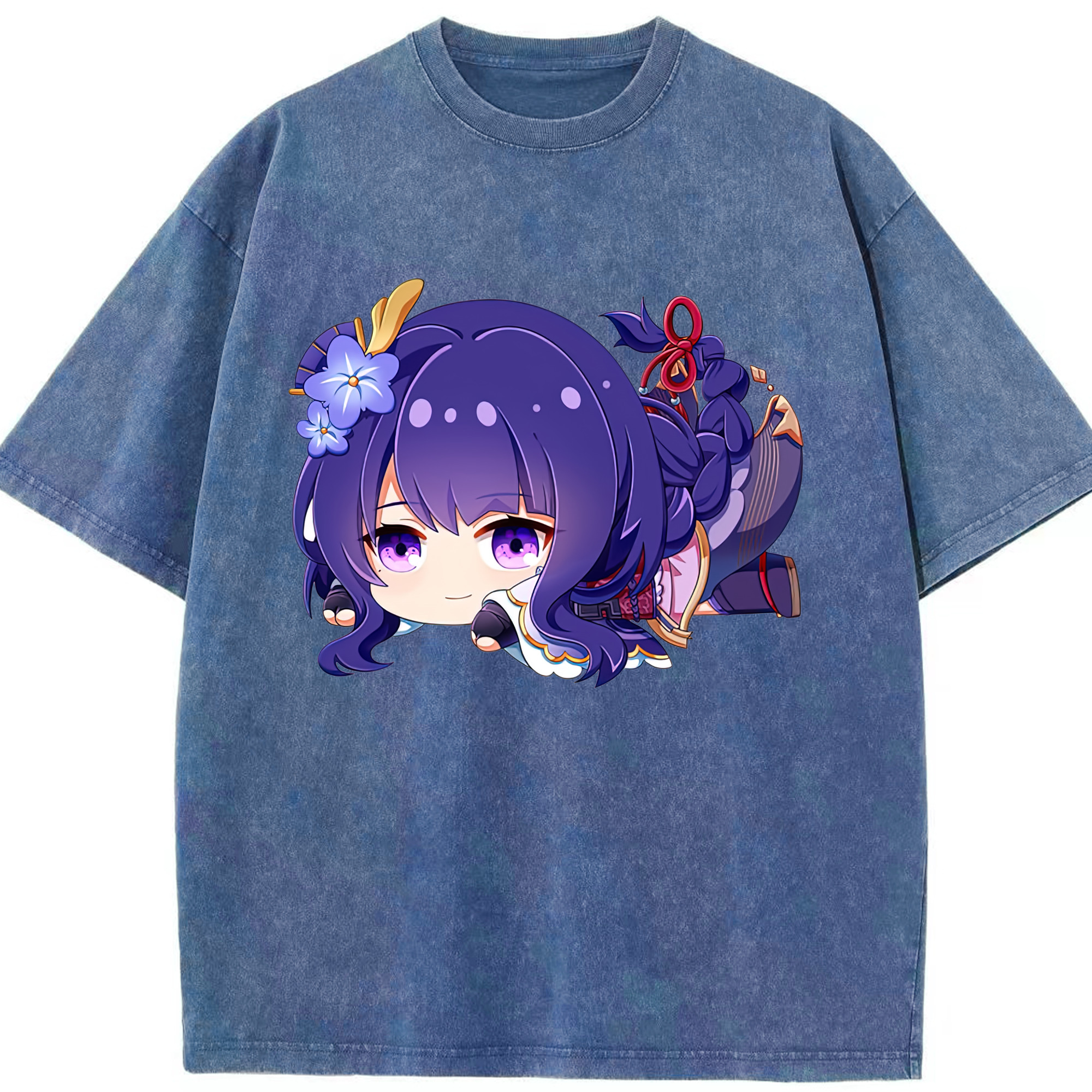 げんし神 雷電将軍 らいでんしょうぐん genshin Raiden Shogun 綿100% ヴィンテージ風 半袖Tシャツ（フロントプリント）