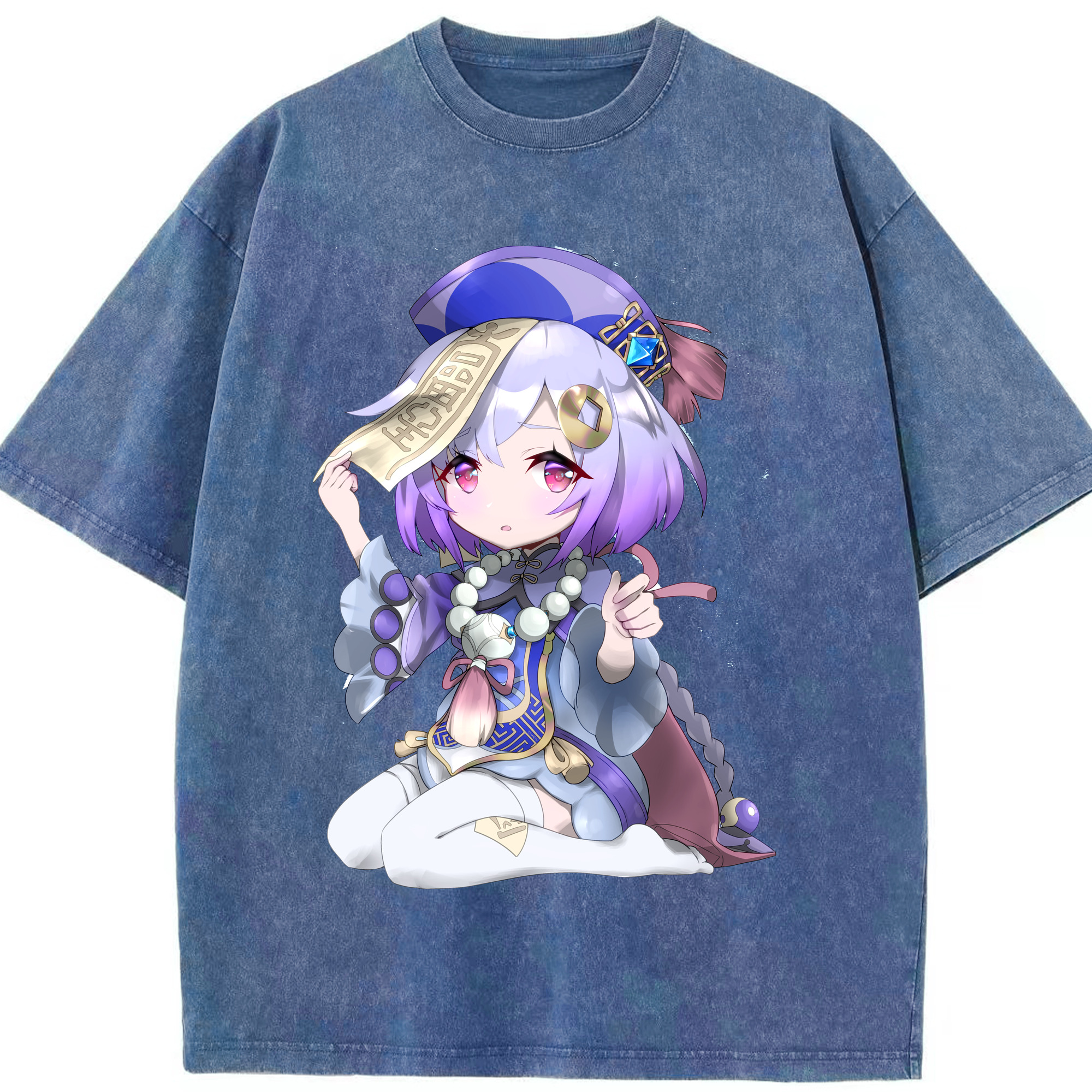 げんし神 七七 なな  genshin Nana 綿100% ヴィンテージ風 半袖Tシャツ（フロントプリント）