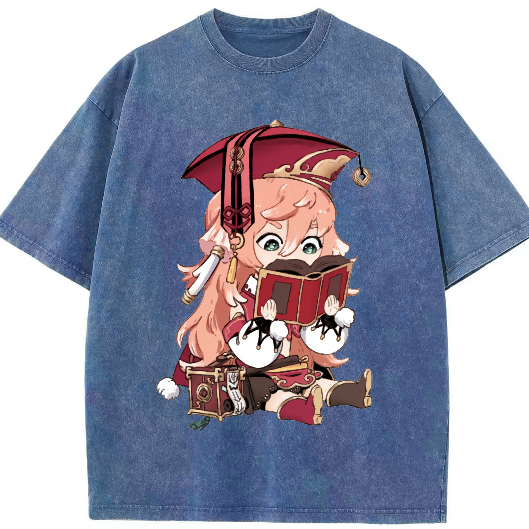 げんし神 ヤンフェイ genshin Yanfei 綿100% ヴィンテージ風 半袖Tシャツ（フロントプリント）