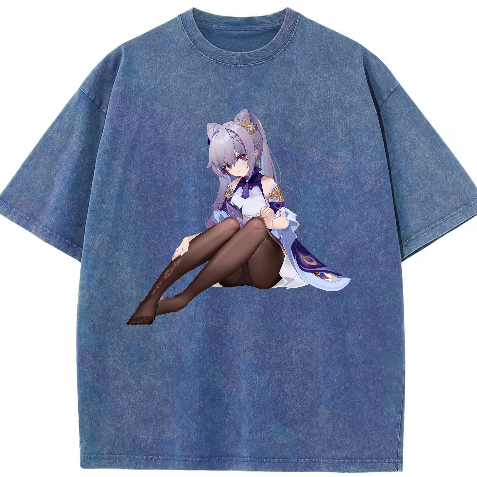 げんし神 刻晴 こくせい genshin Kokusei 綿100% ヴィンテージ風 半袖Tシャツ（フロントプリント）