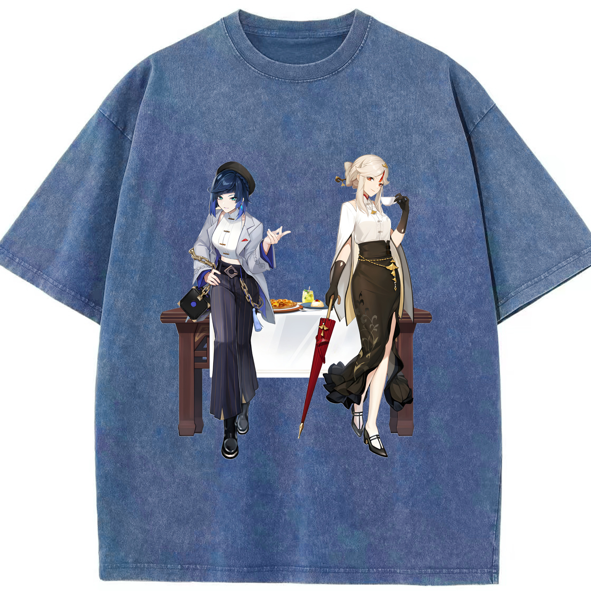 げんし神 夜兰 やらん genshin Yaran 綿100% ヴィンテージ風 半袖Tシャツ（フロントプリント）