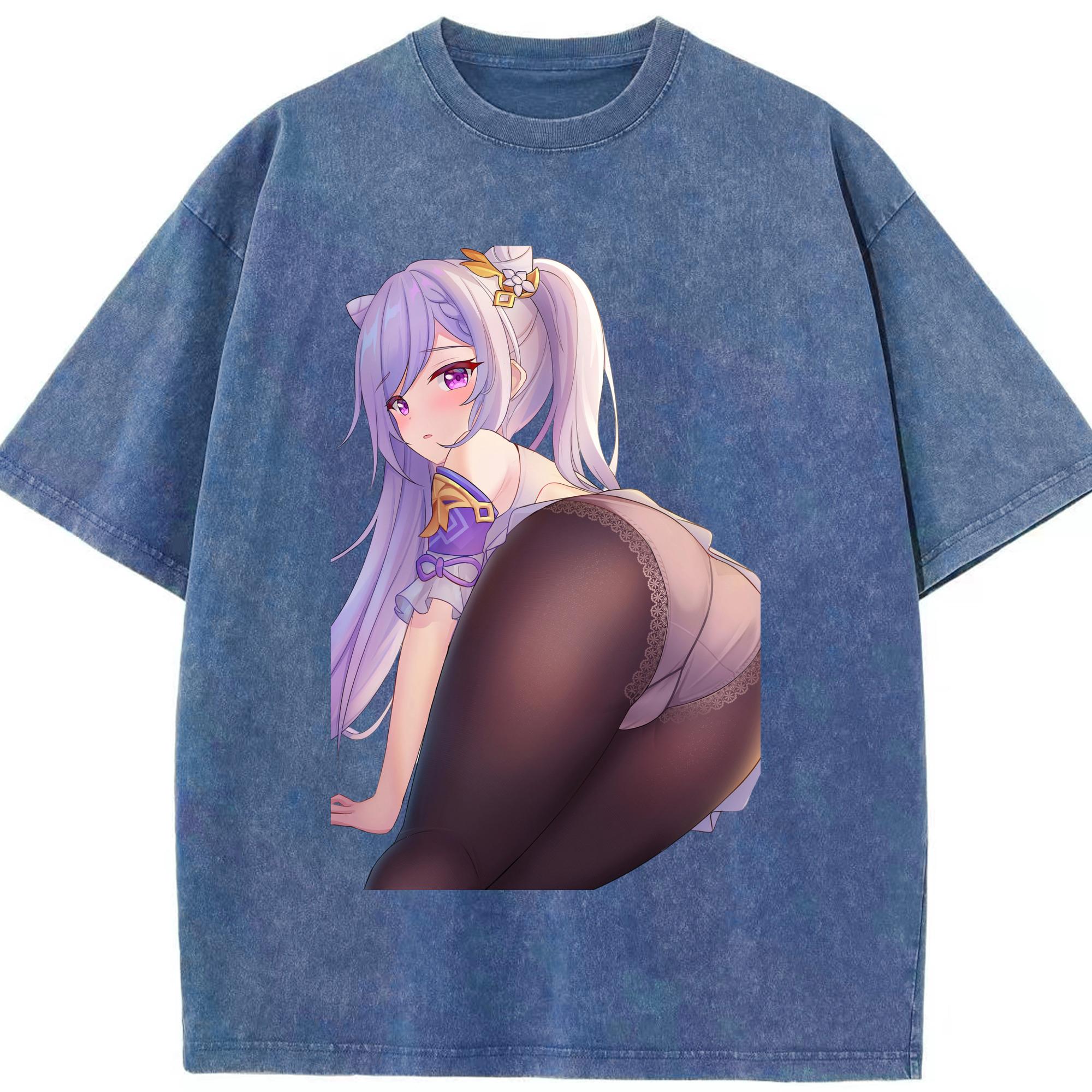 げんし神 刻晴 こくせい genshin Kokusei 綿100% ヴィンテージ風 半袖Tシャツ（フロントプリント）