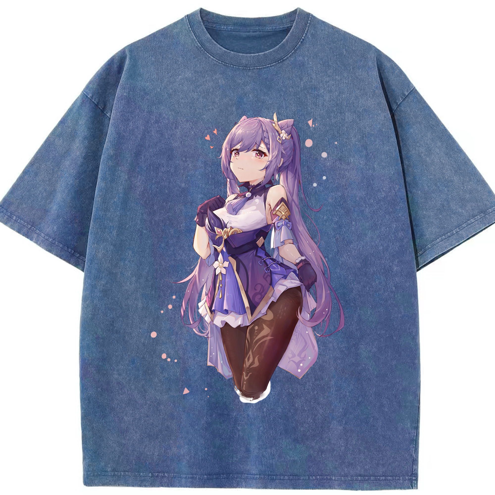 げんし神 刻晴 こくせい genshin Kokusei 綿100% ヴィンテージ風 半袖Tシャツ（フロントプリント）