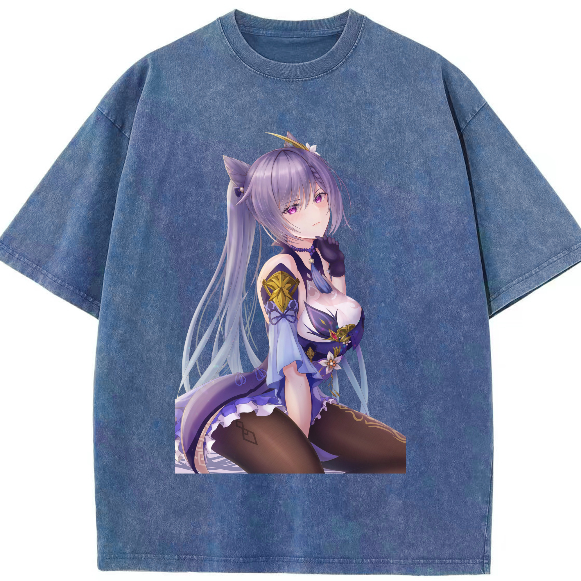げんし神 刻晴 こくせい genshin Kokusei 綿100% ヴィンテージ風 半袖Tシャツ（フロントプリント）