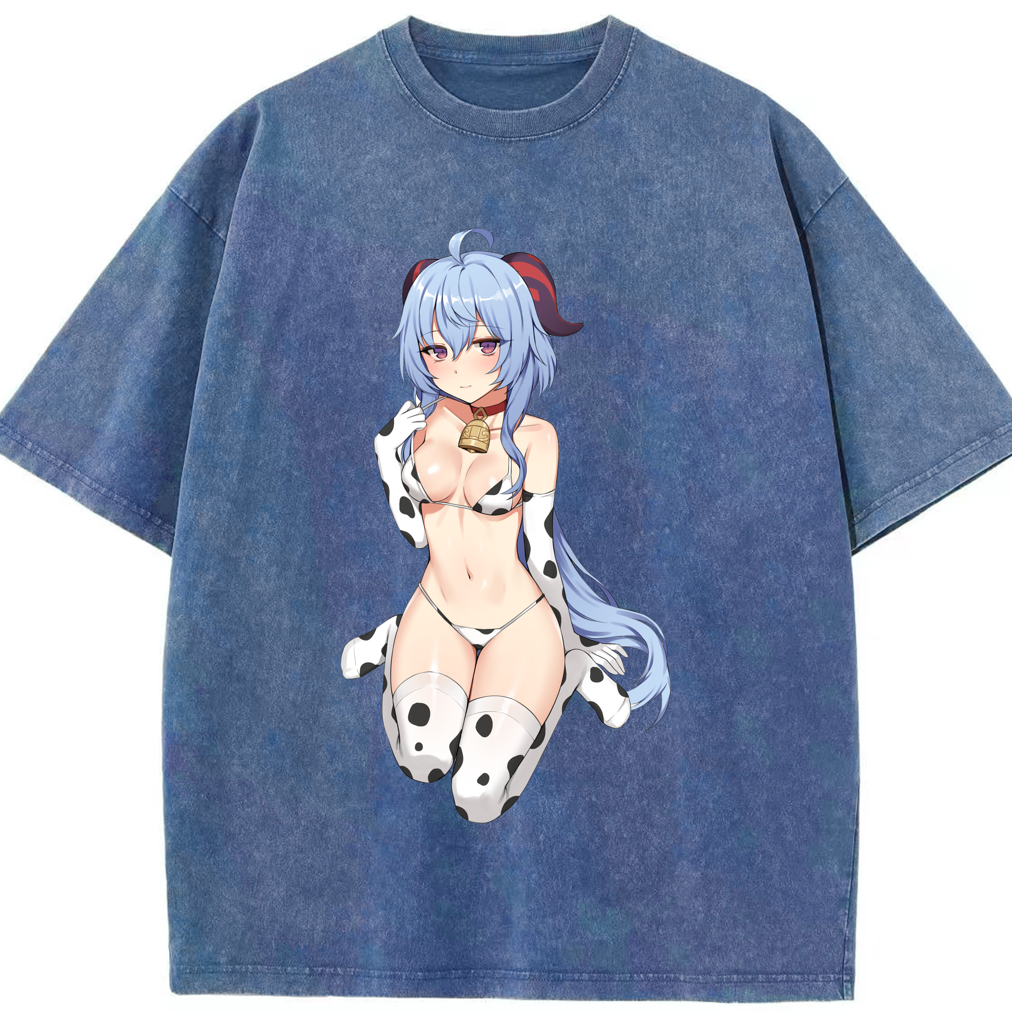 げんし神 甘雨 かんう genshin Ganyu 綿100% ヴィンテージ風 半袖Tシャツ（フロントプリント）