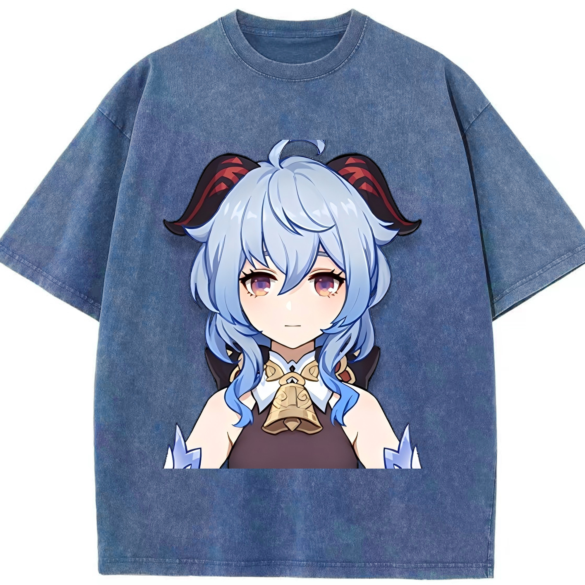 げんし神 甘雨 かんう genshin Ganyu 綿100% ヴィンテージ風 半袖Tシャツ（フロントプリント）