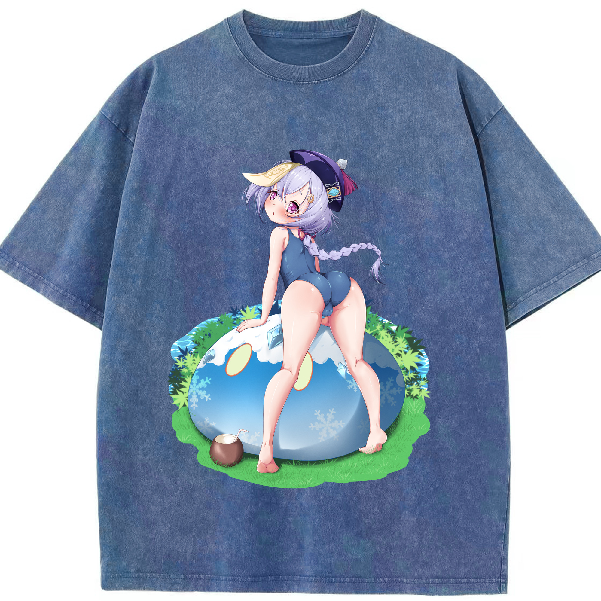 げんし神 七七 なな  genshin Nana 綿100% ヴィンテージ風 半袖Tシャツ（フロントプリント）