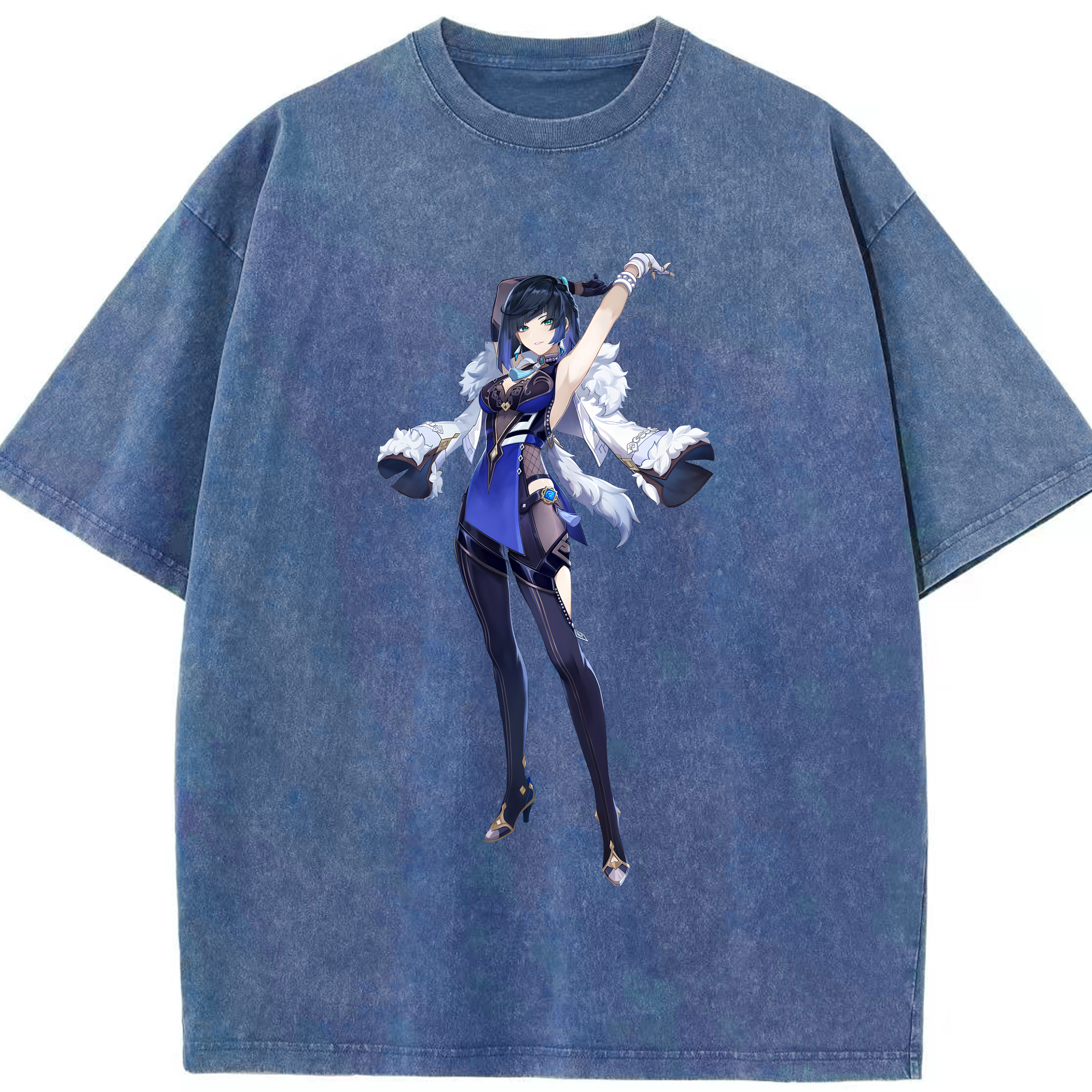 げんし神 夜兰 やらん genshin Yaran 綿100% ヴィンテージ風 半袖Tシャツ（フロントプリント）