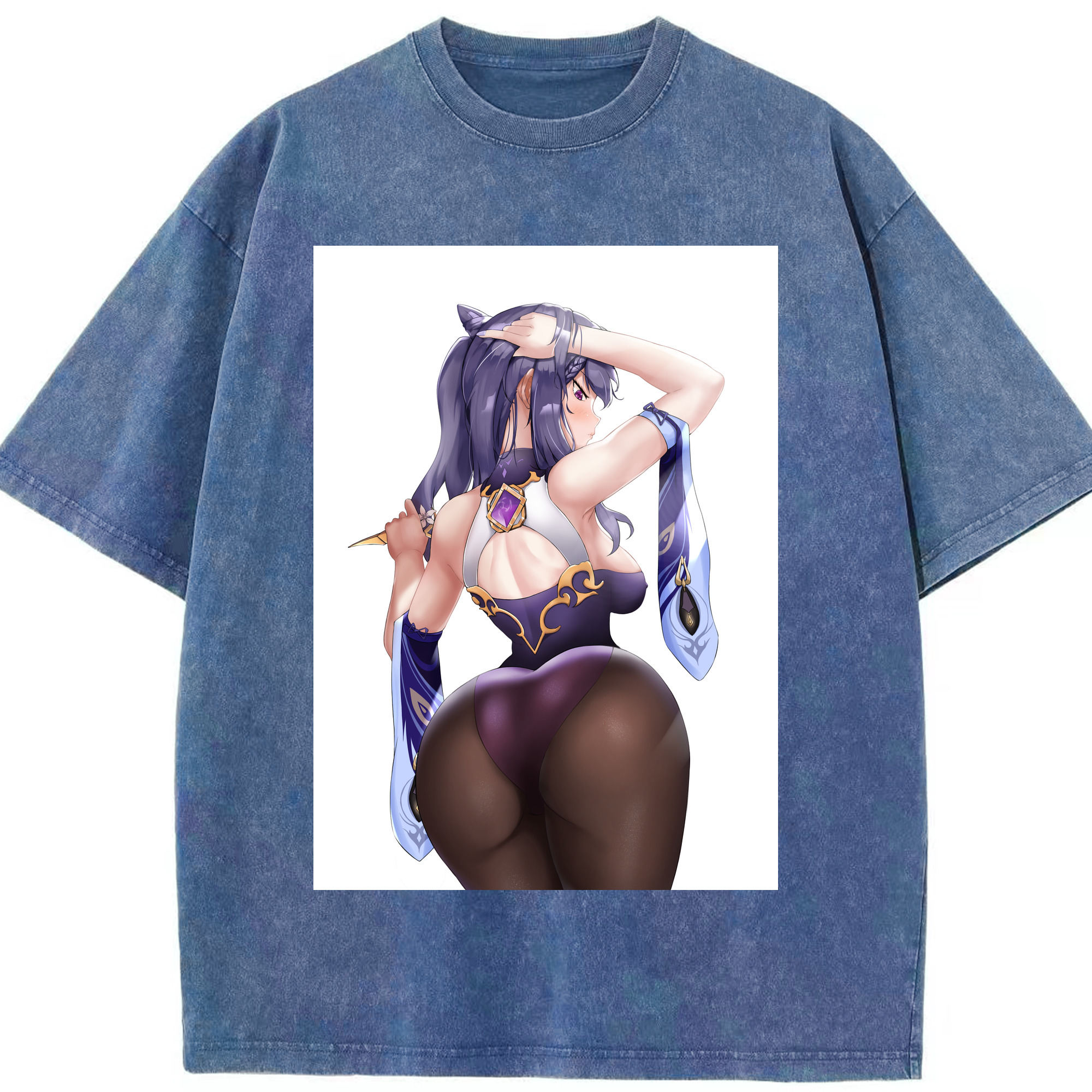 げんし神 刻晴 こくせい genshin Kokusei 綿100% ヴィンテージ風 半袖Tシャツ（フロントプリント）