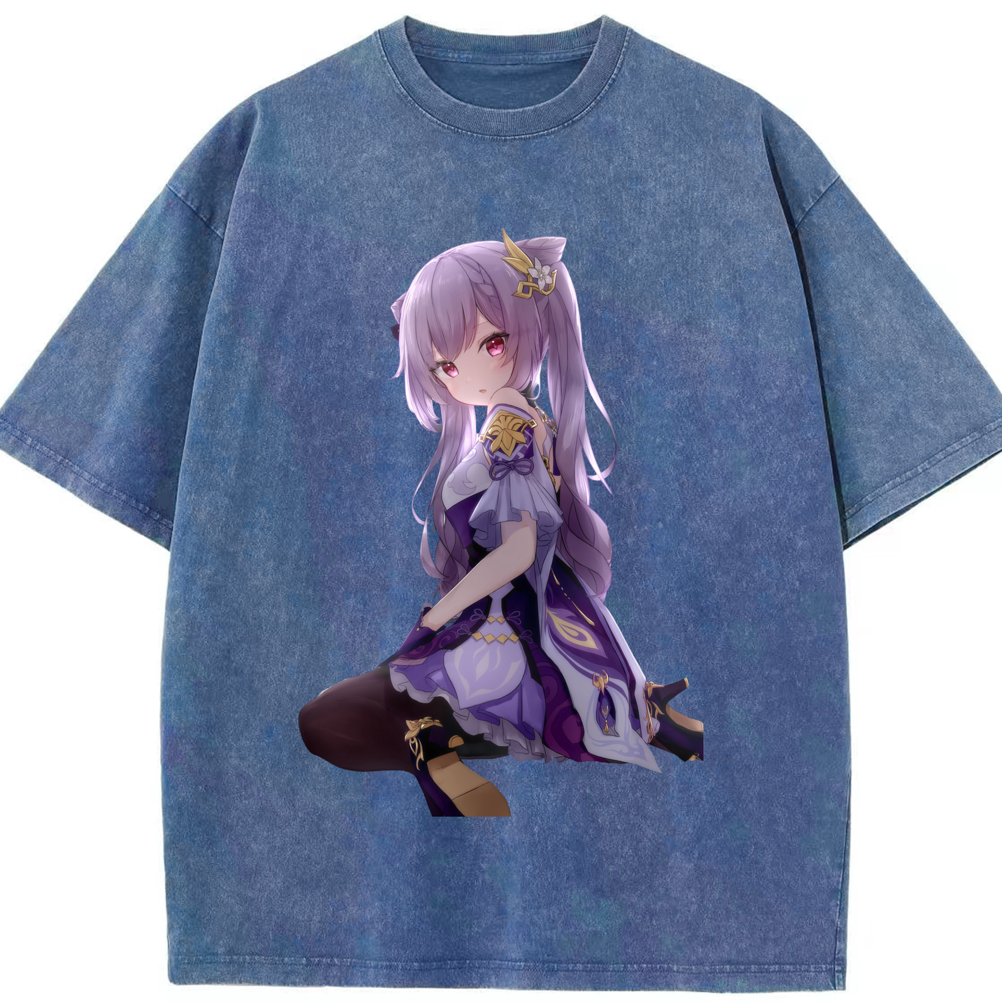 げんし神 刻晴 こくせい genshin Kokusei 綿100% ヴィンテージ風 半袖Tシャツ（フロントプリント）