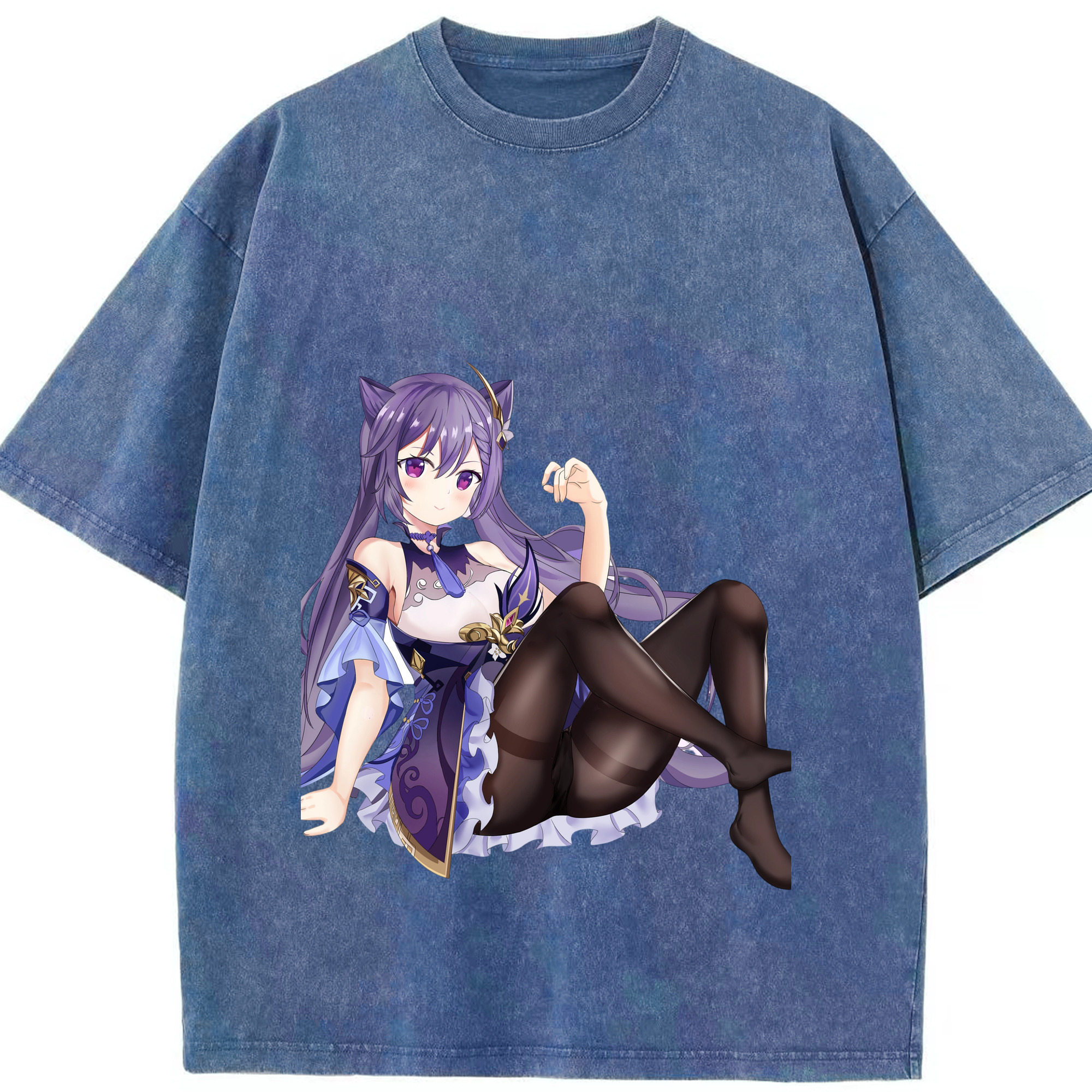 げんし神 刻晴 こくせい genshin Kokusei 綿100% ヴィンテージ風 半袖Tシャツ（フロントプリント）