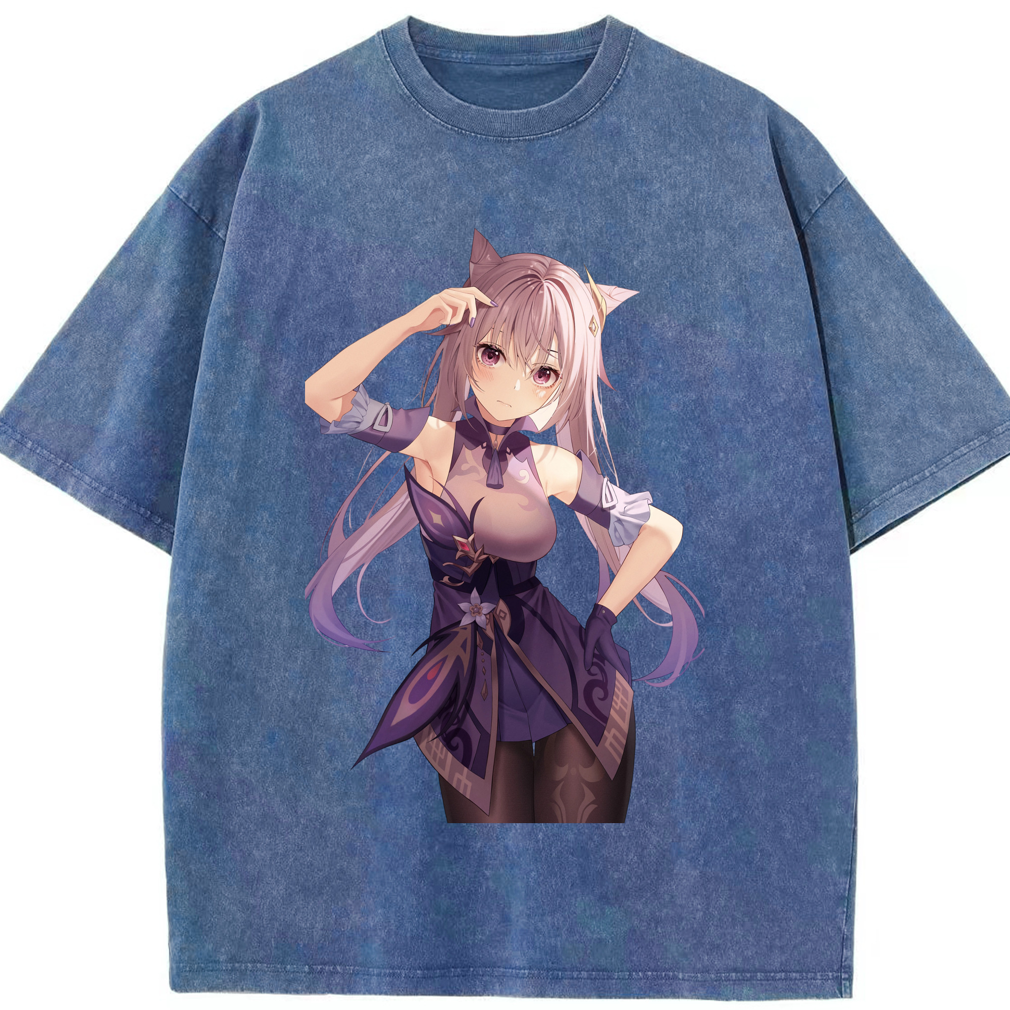 げんし神 刻晴 こくせい genshin Kokusei 綿100% ヴィンテージ風 半袖Tシャツ（フロントプリント）