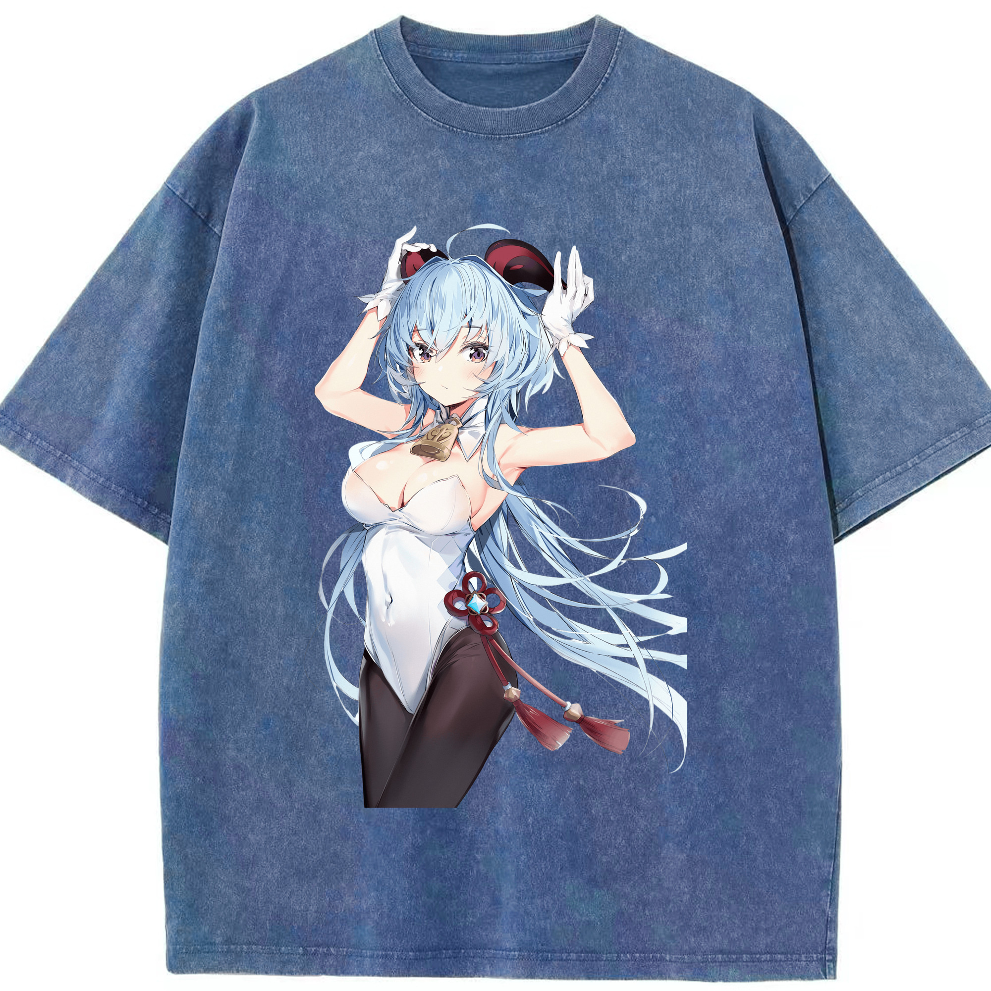 げんし神 甘雨 かんう genshin Ganyu 綿100% ヴィンテージ風 半袖Tシャツ（フロントプリント）