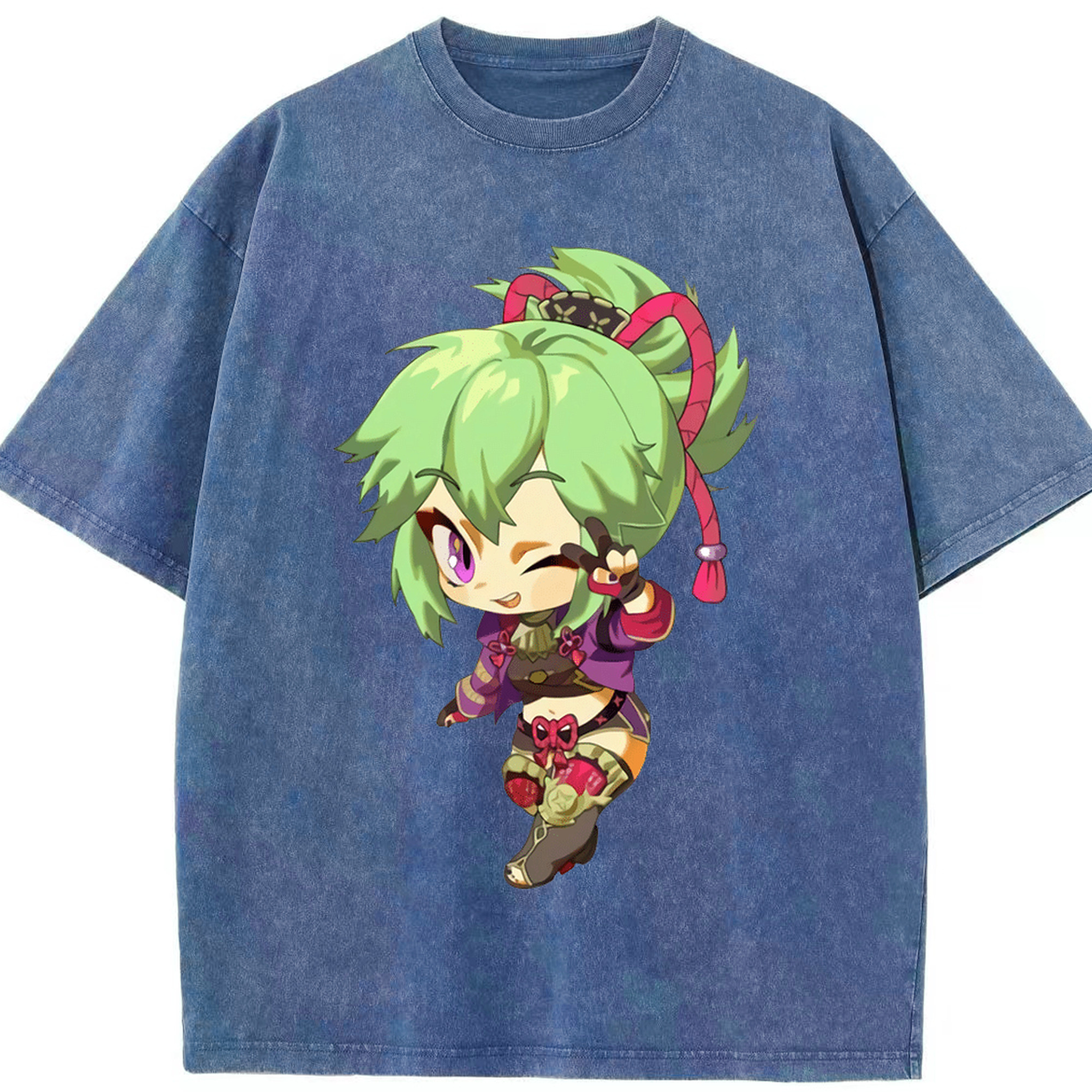 げんし神  久岐忍 くき しのぶ genshin Kuki Shinobu 綿100% ヴィンテージ風 半袖Tシャツ（フロントプリント）