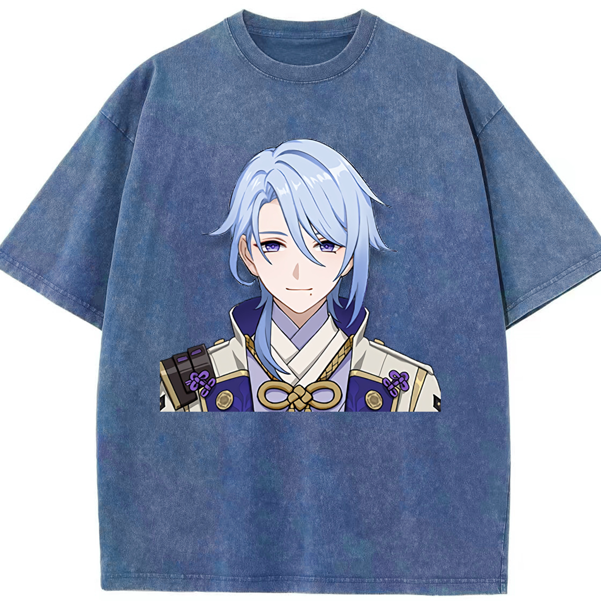 げんし神 神里綾人 かみさとあやと genshin Kamisato Ayato 綿100% ヴィンテージ風 半袖Tシャツ（フロントプリント）