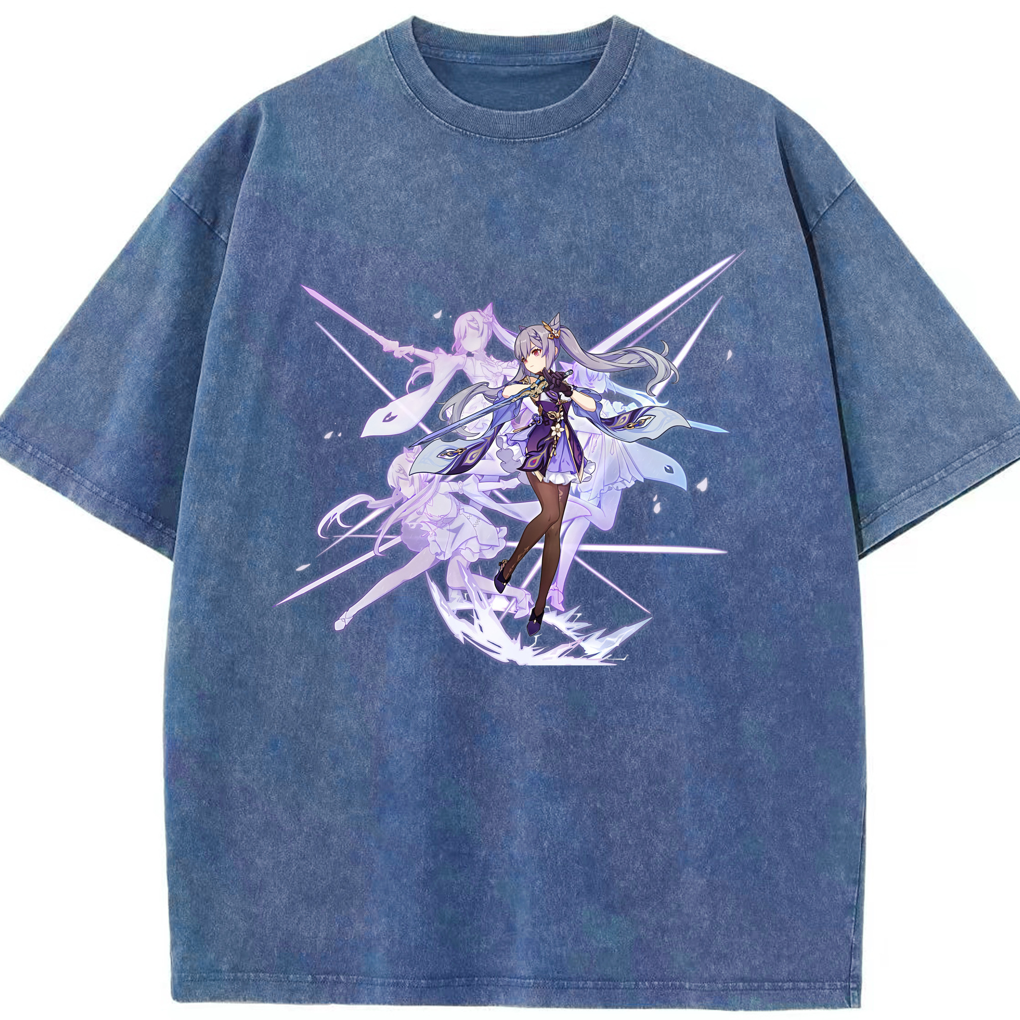 げんし神 刻晴 こくせい genshin Kokusei 綿100% ヴィンテージ風 半袖Tシャツ（フロントプリント）